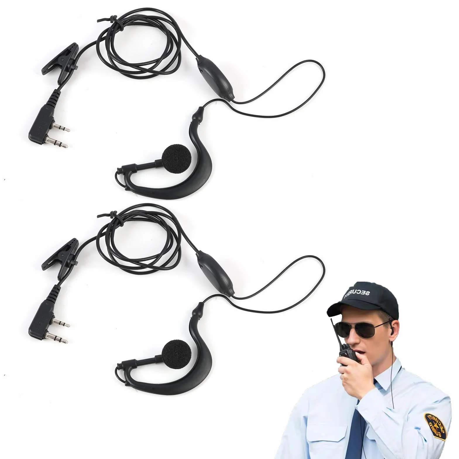 Zestaw 2 słuchawek akustycznych, kompatybilny z Baofeng BF-888S / BF-777S / BF-666S / UV-5R / 5RA / 5RE Two Way Radio Walkie – czysty dźwięk, rozmowy bez użycia rąk, do komunikacji