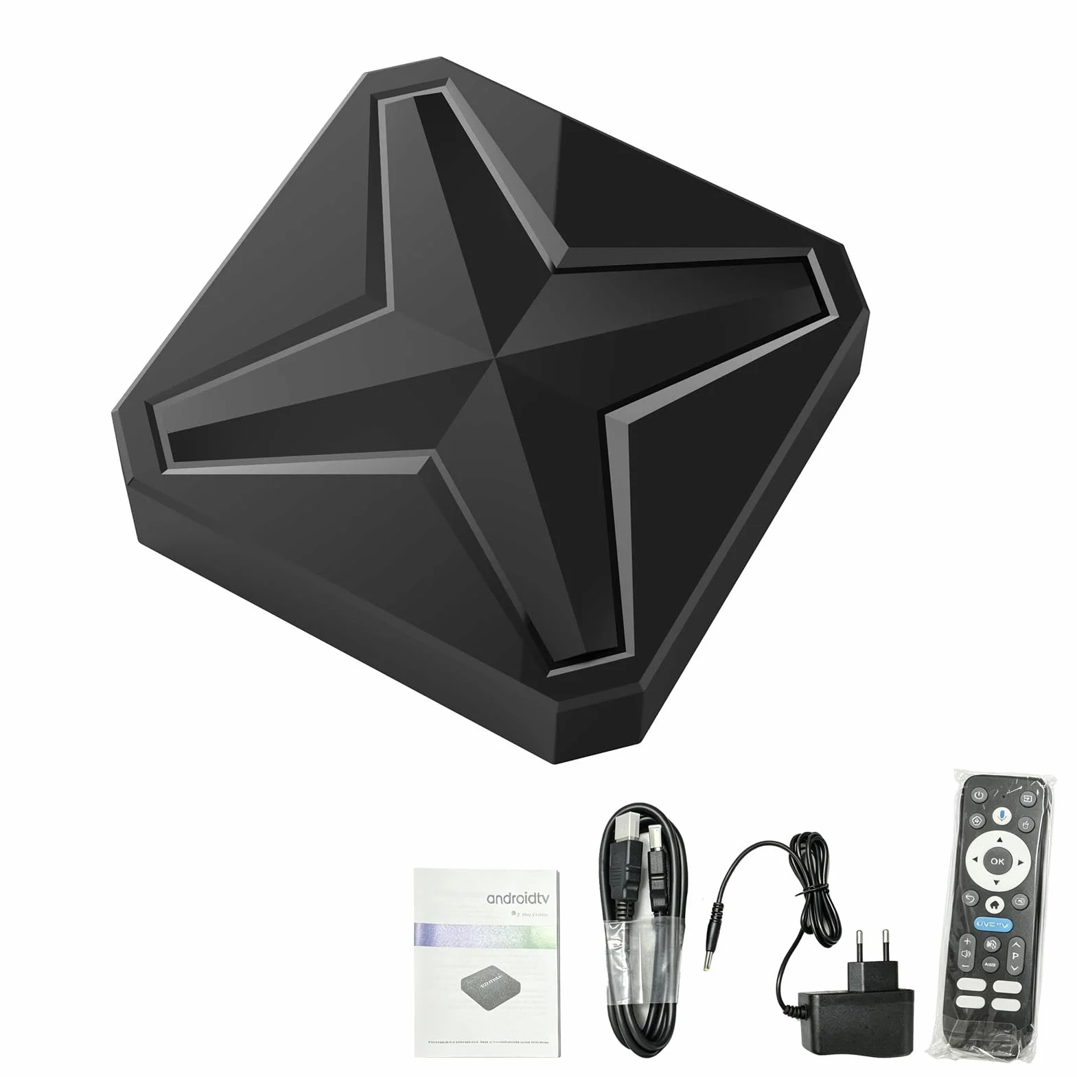 Bewinner TV Box 8K z 2 GB RAM 16 GB ROM RK3518, Czterordzeniowy A53 Dwuzakresowy Dekoder Wi-Fi6 Mali 450 MP2 GPU 4K 8K, Odtwarzacz Multimediów Strumieniowych z Pilotem Głosowym do Domowej (wtyczka UE)