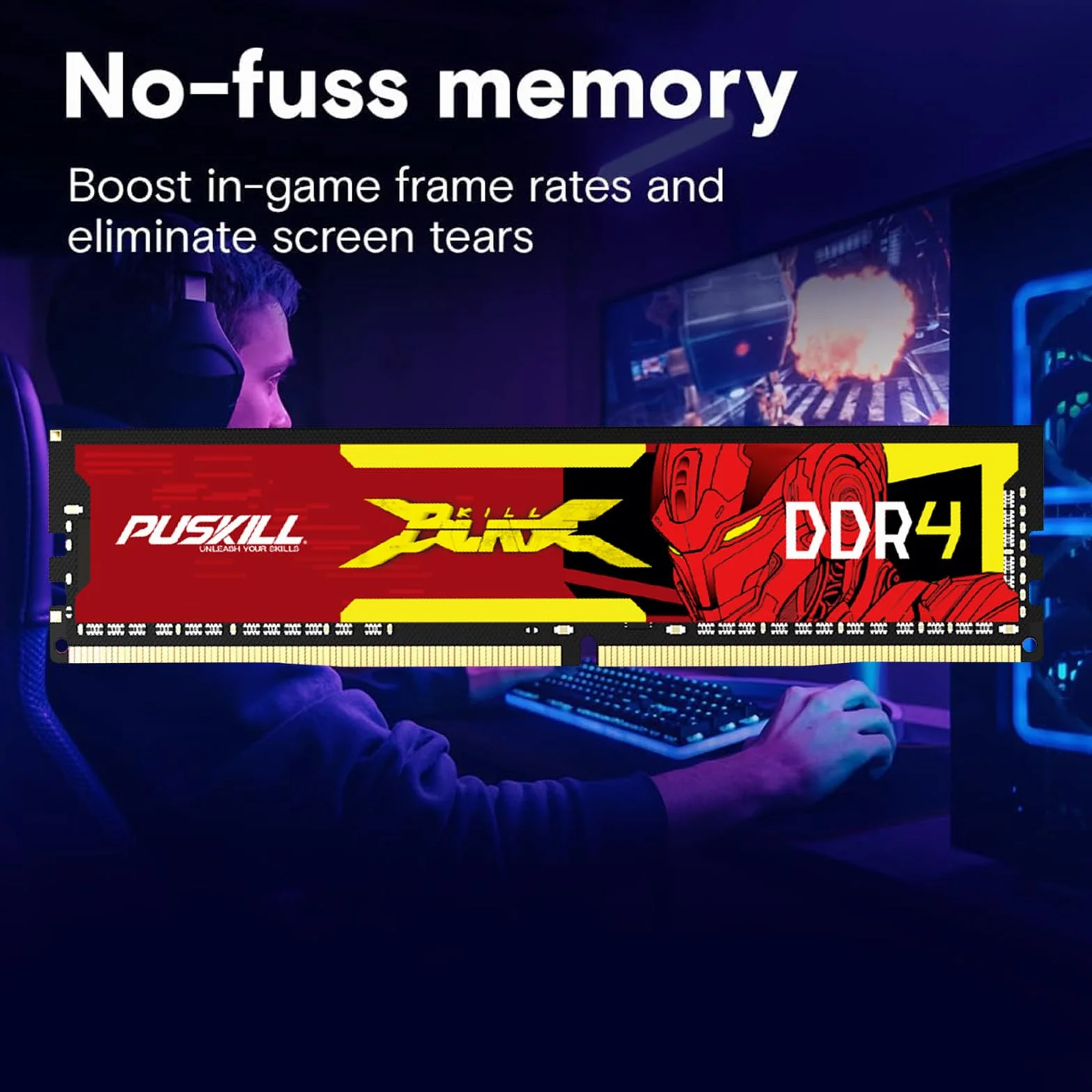PUSKILL DDR4 RAM 16 GB zestaw (2 x 8 GB) 3200 MHz PC4-25600 CL16 pamięć biurkowa - 1,35 V UDIMM niskie opóźnienie, Intel XMP 2.0 gotowy do gier, kompatybilny z Intel i AMD