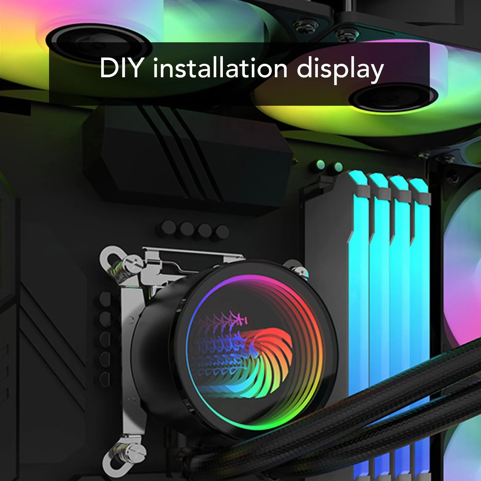 Chłodnica Procesora Wydajny Układ Chłodzenia cieczą RGB 360 Mm dla Entuzjastów Gier LGA 1700 1200 115X Miedź Aluminium AM5 AM4