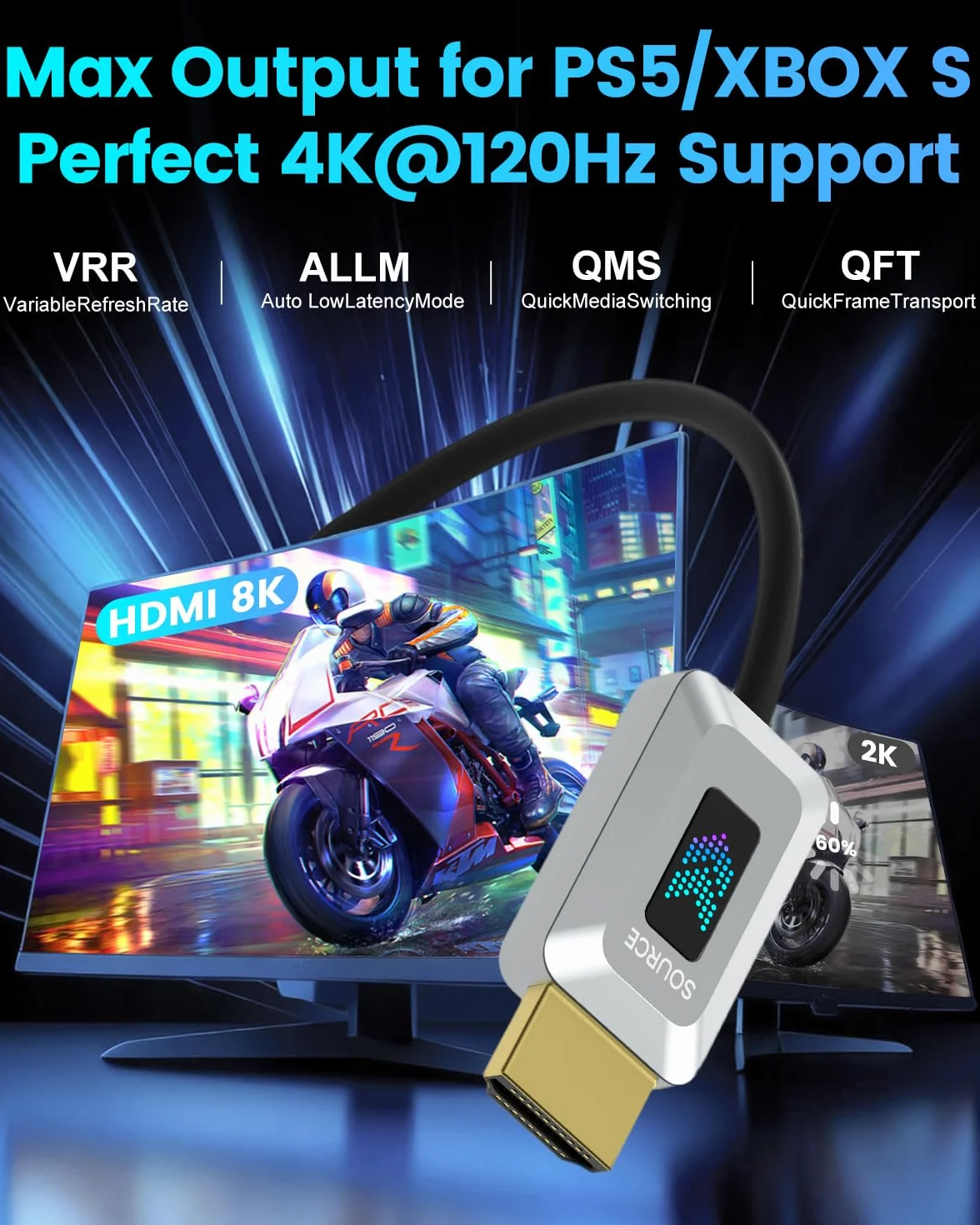 GeoHN.G Kabel światłowodowy 8K HDMI 25 m, 48 Gb/s, Ultra High Speed, długi kabel HDMI 2.1, 8K 60 Hz, 4K 120 Hz/144 Hz, Dolby/Dynamic/HDR10/eARC/HDCP 2.2&2.3/3D, kompatybilny z RTX 3090/PS5/Roku TV