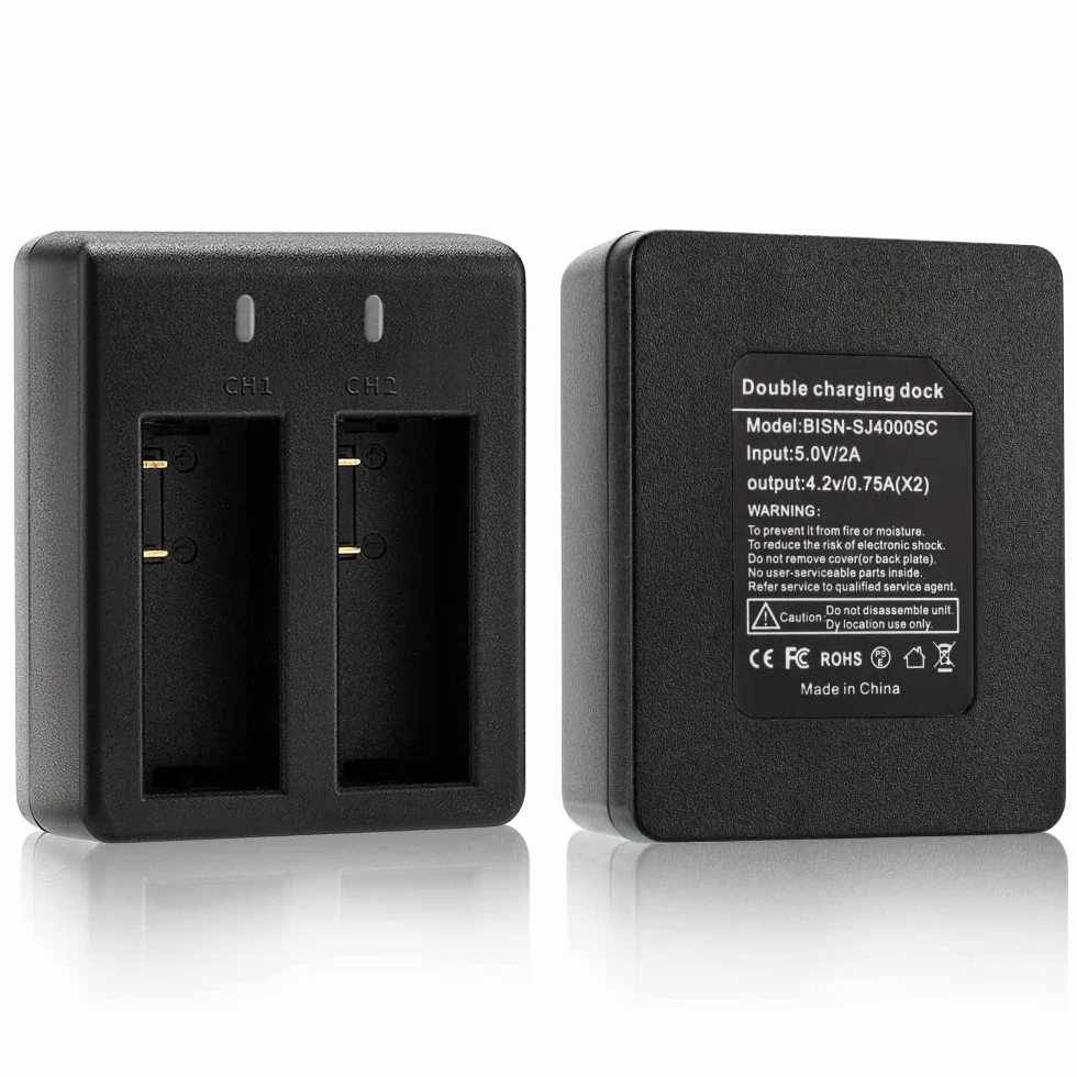 Akumulator Action Cam 1350 mAh (3 sztuki), z podwójnym otworem USB, kompatybilny z kamerą sportową AKASO EK7000, CAMPARK, Crosstour, APEMAN, SJ4000 itp