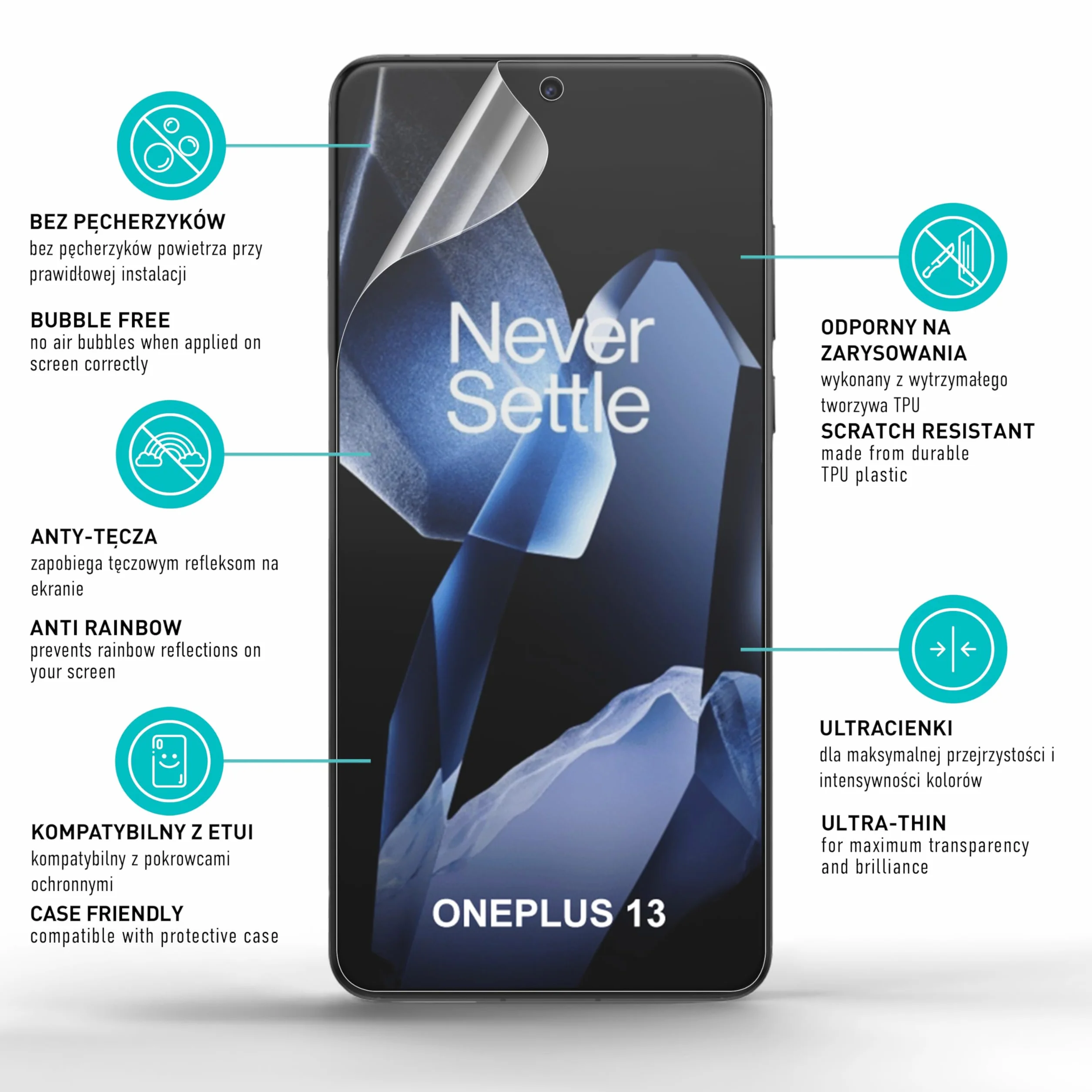 smartect Folia Ochronna TPU [2 Sztuki, Clear] dla OnePlus 13, Zakrywa cały wyświetlacz, Ochraniacz Ekranu bez Pęcherzyków, Bez Odcisków palców