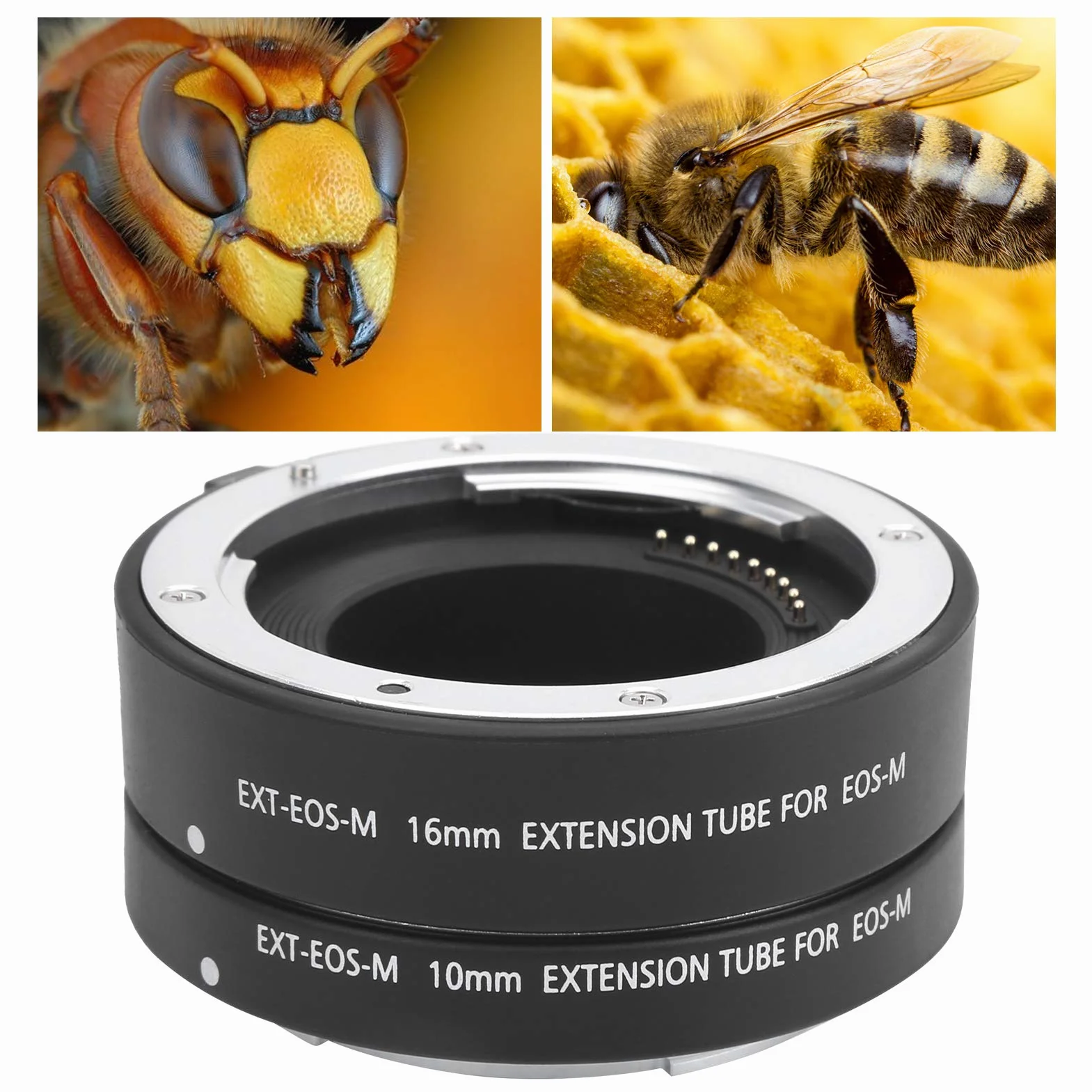 Zbliżenie Pierścień Pośredniczący Częściowe Makro Autofokus Rury Przedłużające 10mm 16mm do Aparatu EF-M Mocowanie Aparatu Fotografia Makro ze Stopu Aluminium ABS