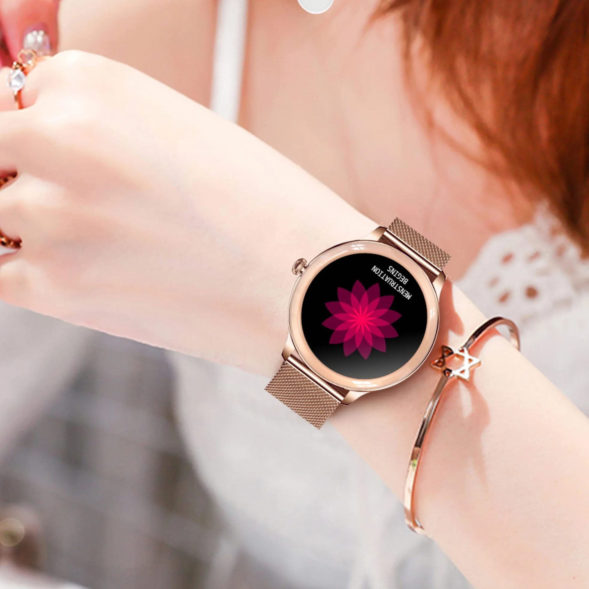 XWATCH Lady Pro, damski smartwatch połączenia, SMS, sport i zdrowie, dziecko, autonomia 7 dni... (czarna bransoletka mediolańska)