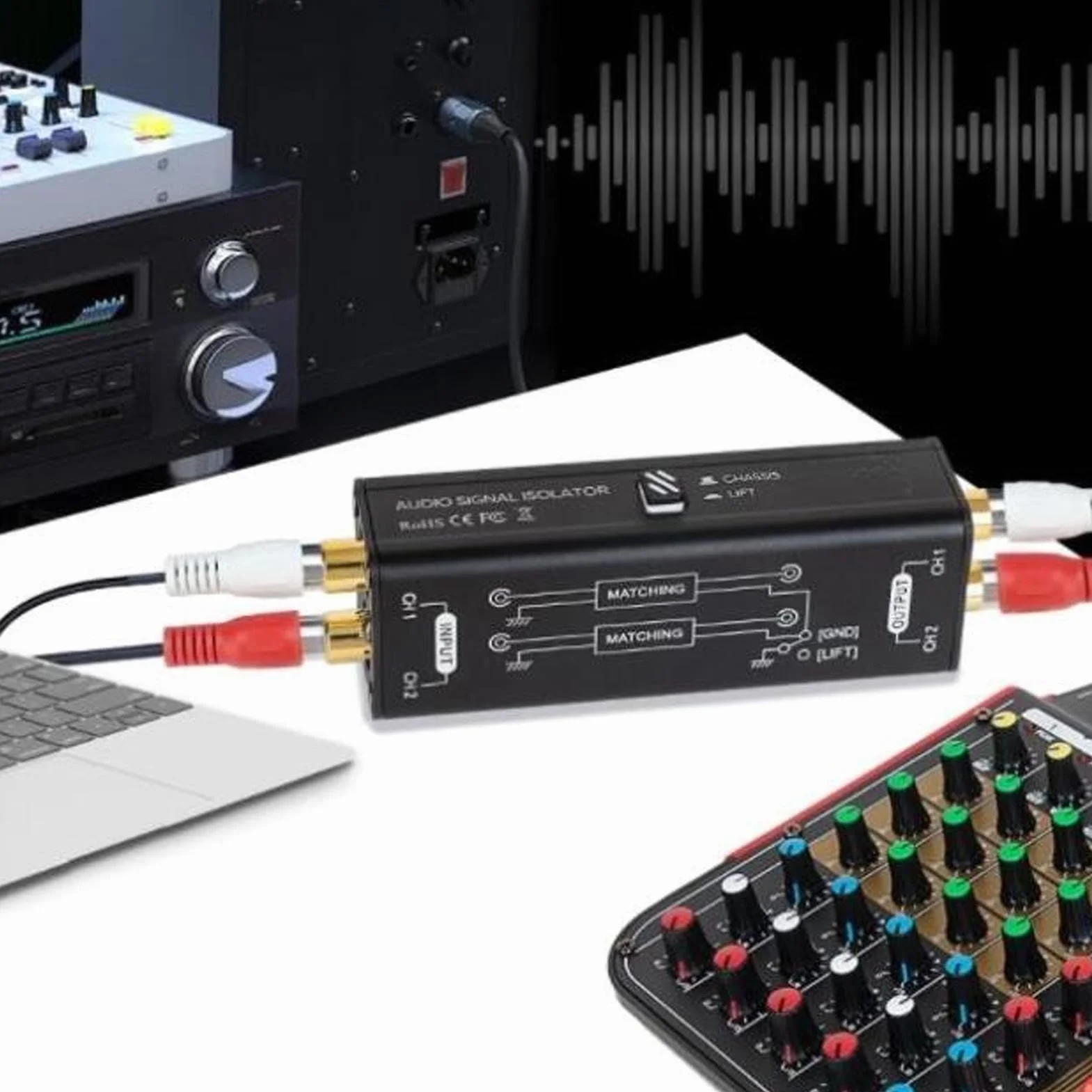 Izolator Pętli Masy, Filtr Szumów ze Stopu Aluminium, Eliminator Przydźwięków, Eliminacja Brzęczących Szumów w Samochodowym Systemie Audio i Domowym Systemie Stereo