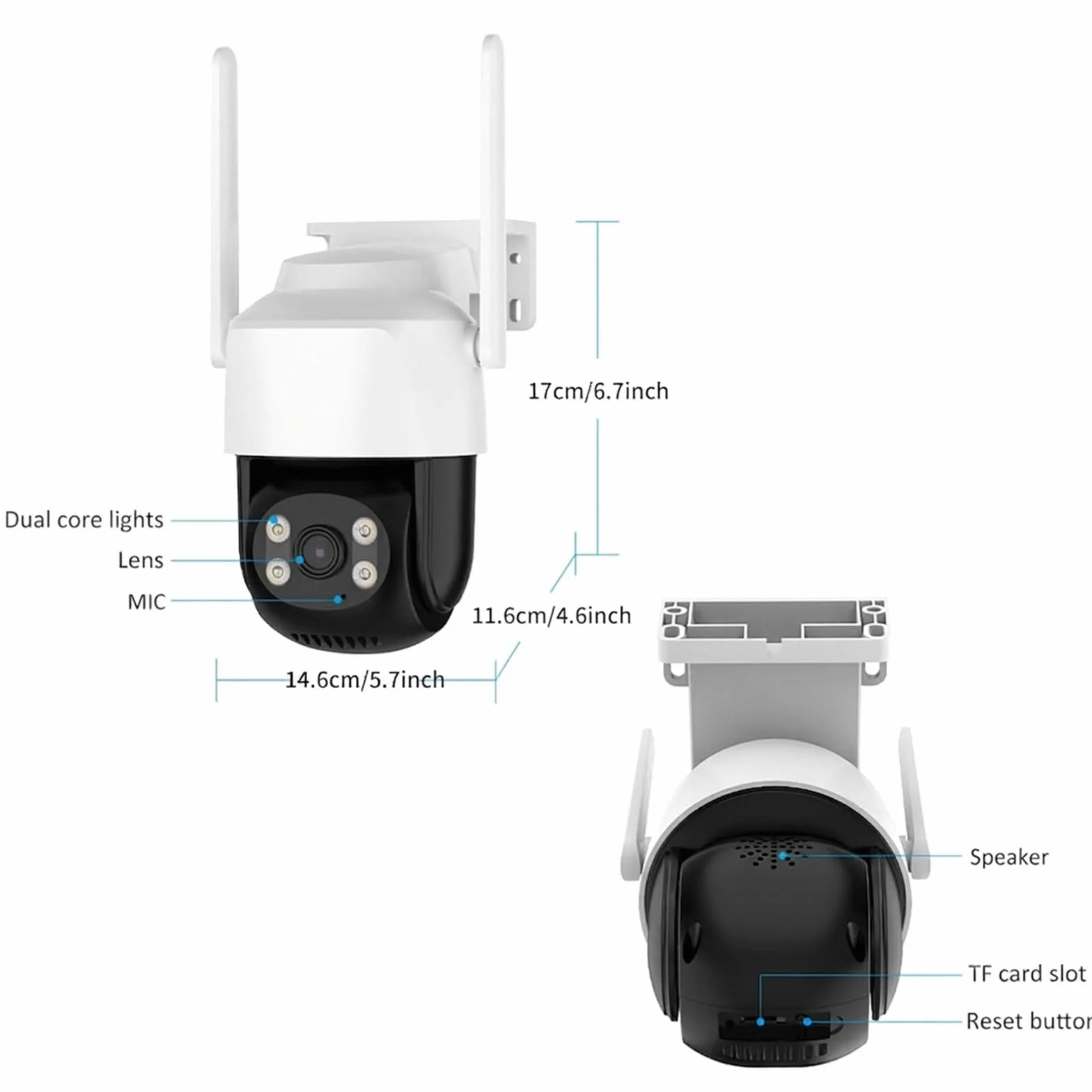 Nuwo Zewnętrzna kamera Wi-Fi 2K PTZ | 270°Pan/90°Tilt | Kolorowa kamera monitorująca IP Night Vision | dwukierunkowy dźwięk | Wykrywanie ruchu, alarm dźwiękowy i jasny | IP66