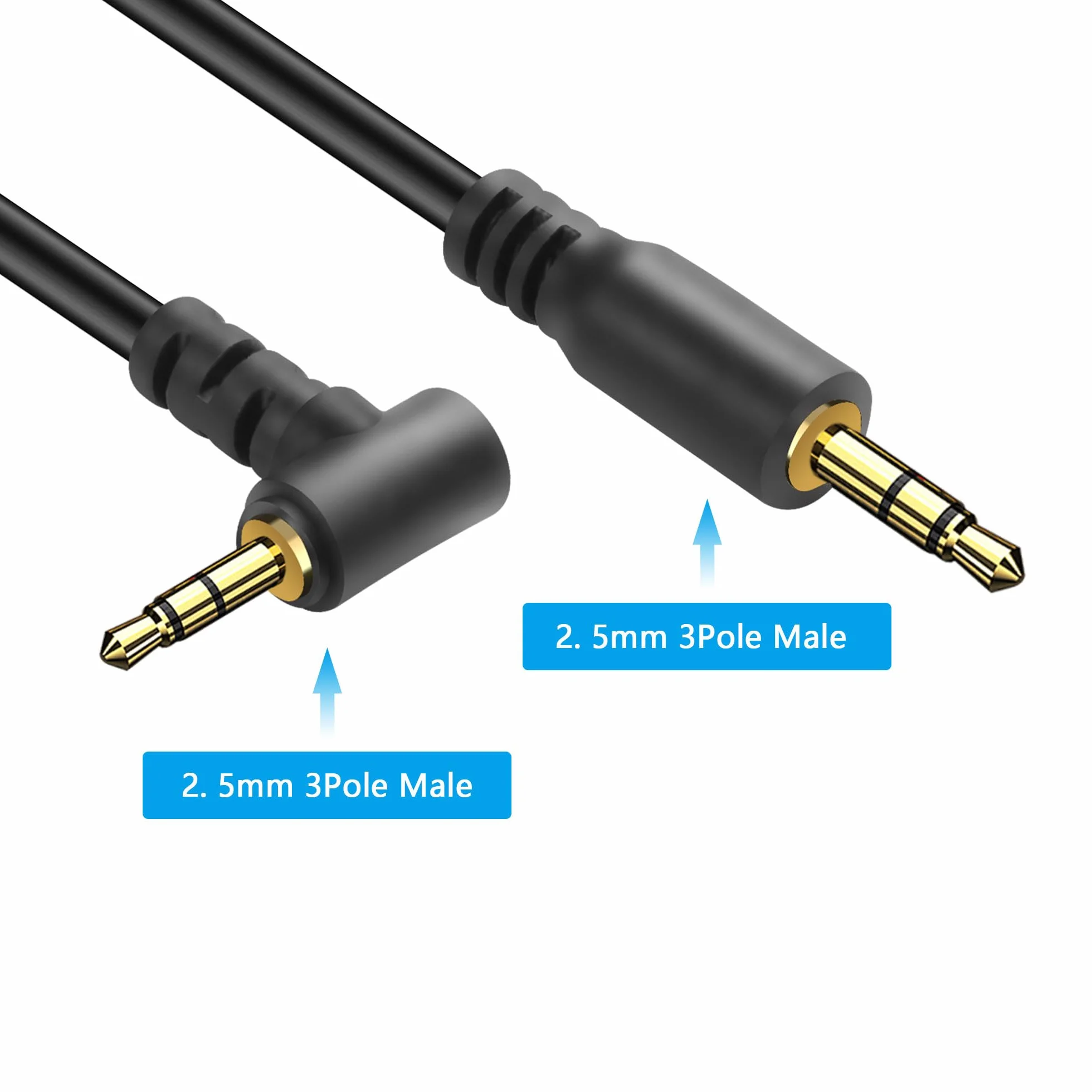 CERRXIAN 2 szt. 2,5 mm kabel audio, 2,5 mm TRS 3-biegunowa wtyczka na wtyczkę, kabel spiralny stereo audio Aux do kamery, aparatu, pilota zdalnego sterowania aparatem, słuchawek, blasterów IR i