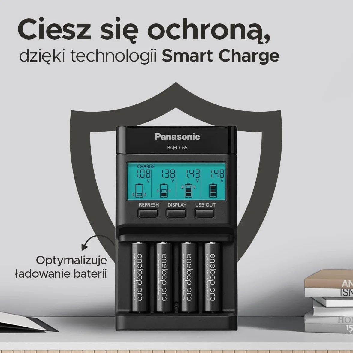 Panasonic Eneloop Pro PEPCHLCD Ładowarka Akumulatorów, Czarny, 4 x 7.5 x 13 cm