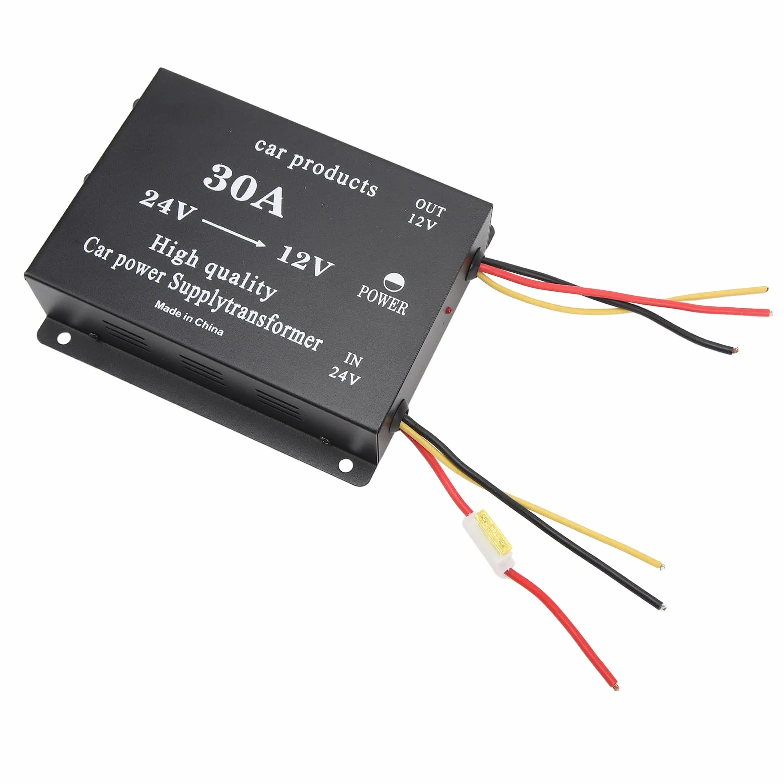 Przetwornica zasilania samochodu 30A 24V do 12V napięcie prądu stałego Adapter obniżający napięcie do lodówki samochodowej odtwarzacz DVD kamera stop aluminium czarny