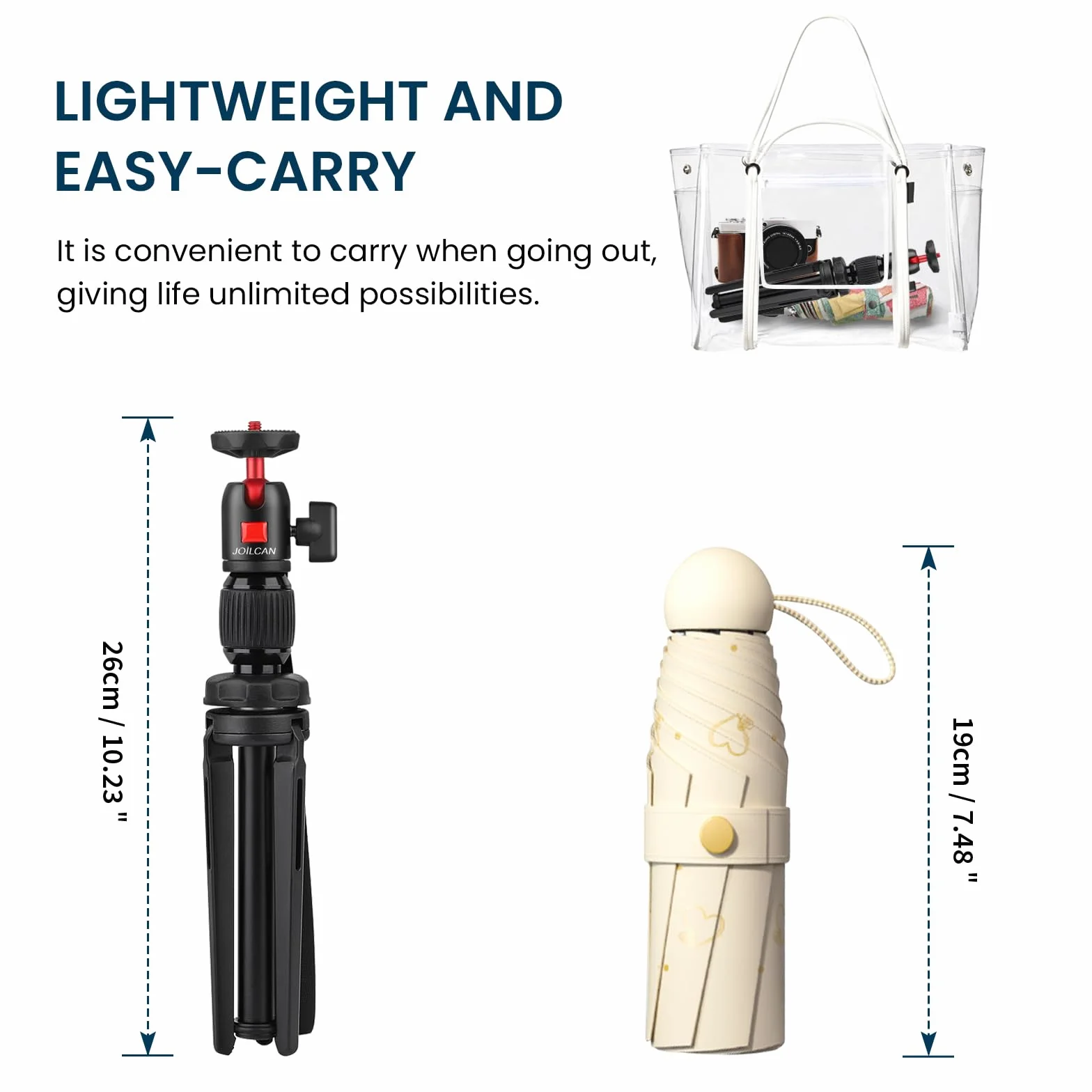 JOILCAN Mini do aparatu, przenośny biurkowy z stopa aluminiowego, regulowana głowica kulowa 360°, ręczny do iPhone'a, Canon G7X Mark i Sony, obciążenie 4 kg