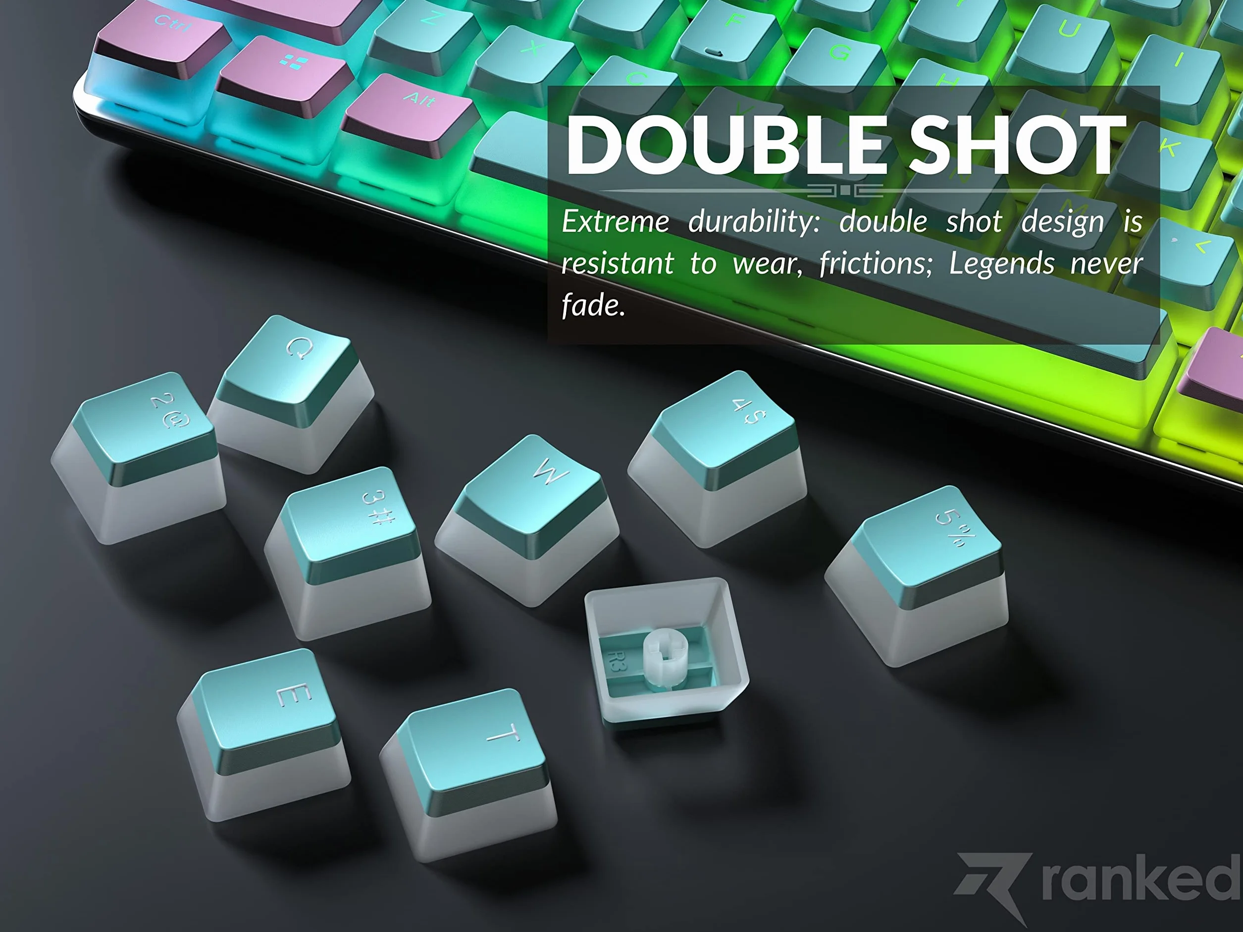 Ranked Klawisze Pudding PBT 112 Układ Półprzezroczystych Podwójnych Strzałów ANSI US ISO Profil OEM Mechaniczna Klawiatura do Gier RGB Miami