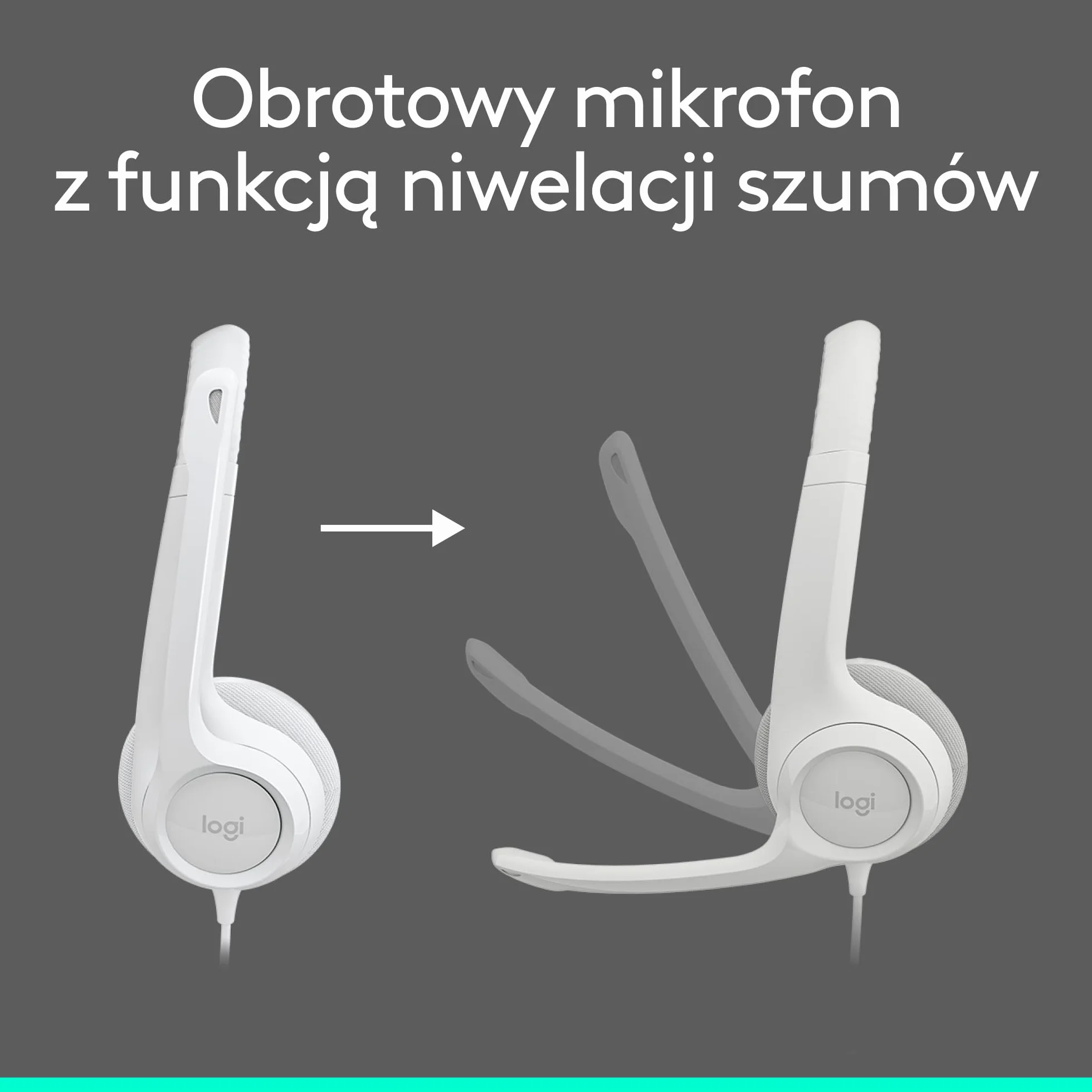Logitech H390 Przewodowy Zestaw Słuchawkowy do PC/Laptopa, Słuchawki Stereo z Mikrofonem z Redukcją Szumów, USB-A, Pilotem na Kablu, działa na Chromebooku - Biały