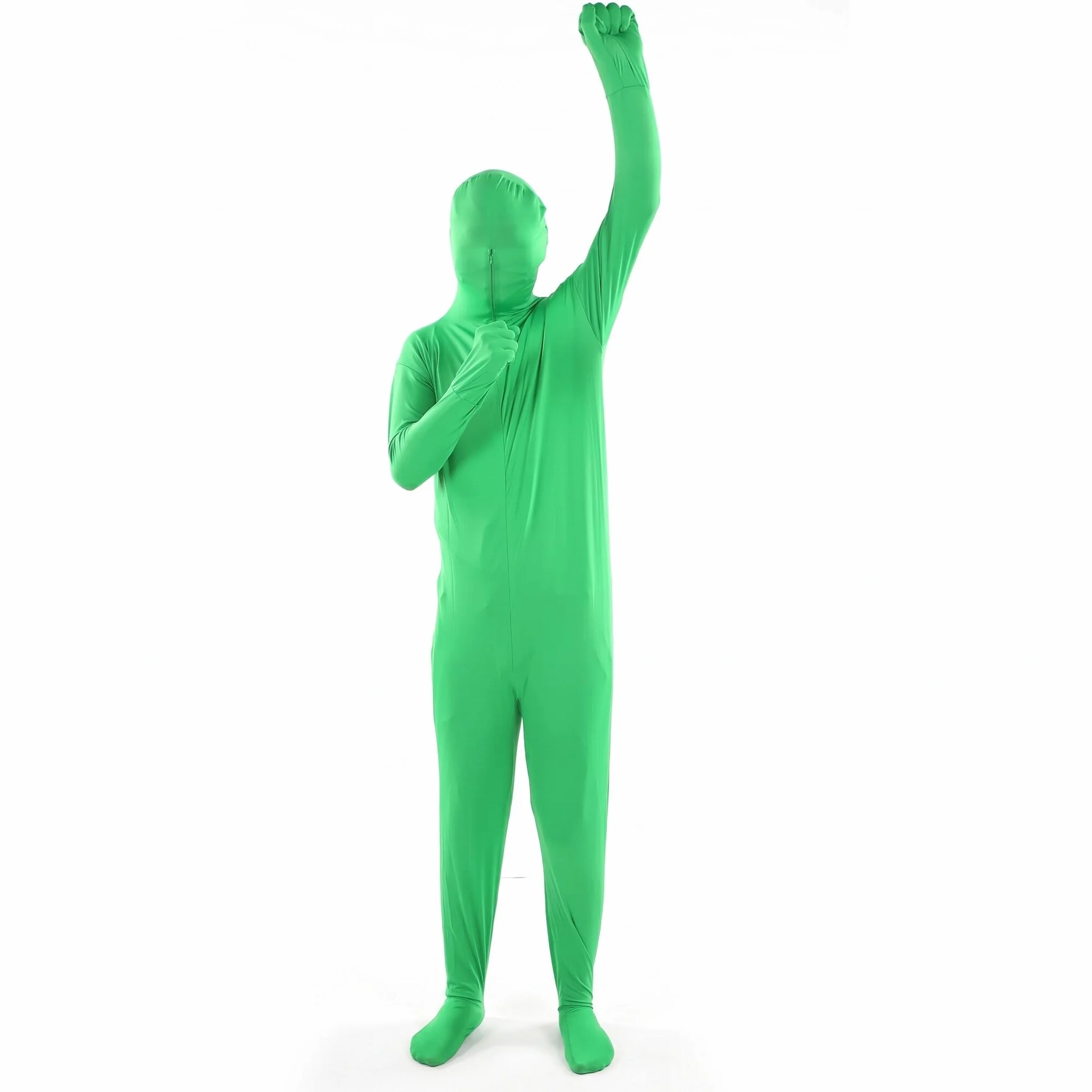 Body z Zielonym Ekranem Chromakey Body Suit Całe Ciało Split Design Znikający Mężczyzna do Fotografii Film Film Efekt Fotograficzny, Unisex Stretch Kostium dla Dorosłych Dopasowany do(180cm)