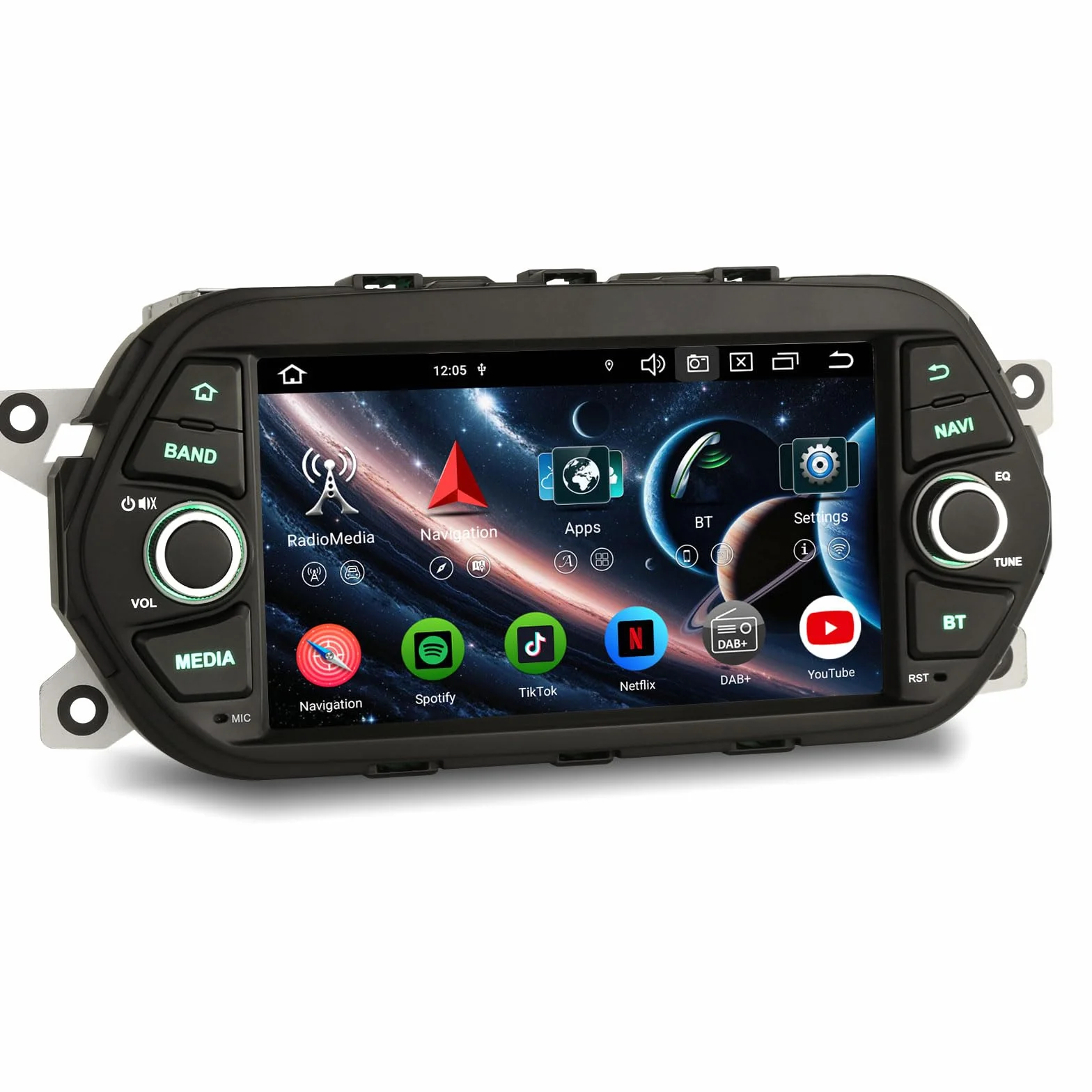 Erisin 8-rdzeniowy 4 GB + 64 GB 7 cali Android 14 radio samochodowe Bluetooth GPS nawigacja do FIAT Egea Aegea Tipo Dodge Neon obsługuje bezprzewodowe CarPlay Android Auto WiFi 4G DAB+ USB FM RDS