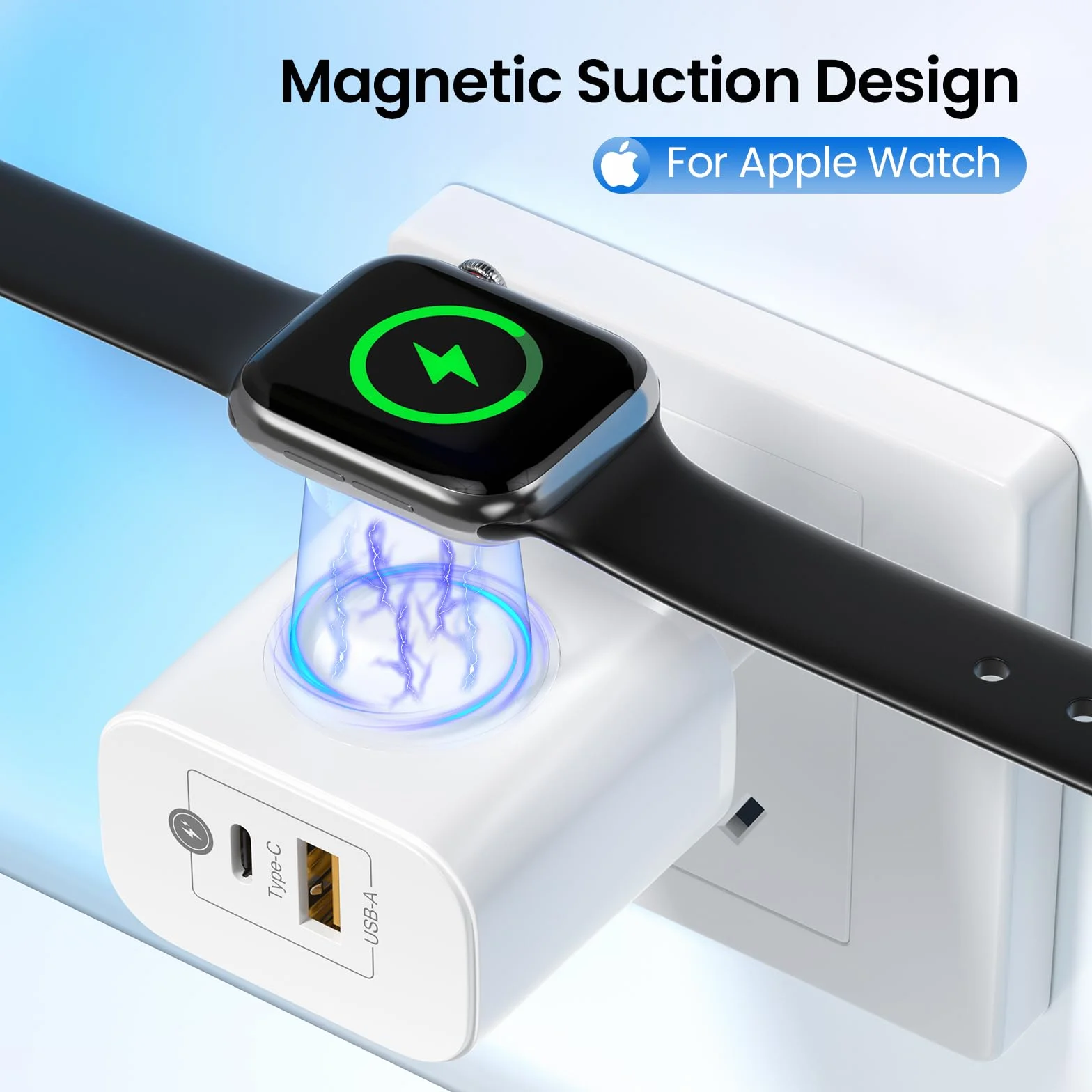 Stacja ładująca 3 in 1 zegarka Apple Watch i iPhone'a, przenośna ładowarka ścienna 20W z 2 portami USB-C i USB-A, szybka ładowarka PD i QC do for Apple Watch 1/8/SE/Ultra Pro/3/2 iPad Samsung Huawei