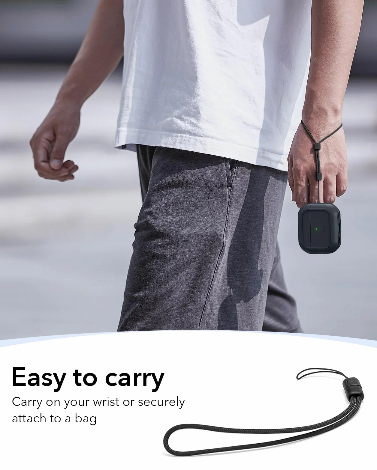 ESR Etui do AirPods Pro 3, kompatybilne z AirPods Pro 3. generacji (2025), kompatybilne z MagSafe, pełna ochrona przed upadkiem z etui i smyczą, czarne