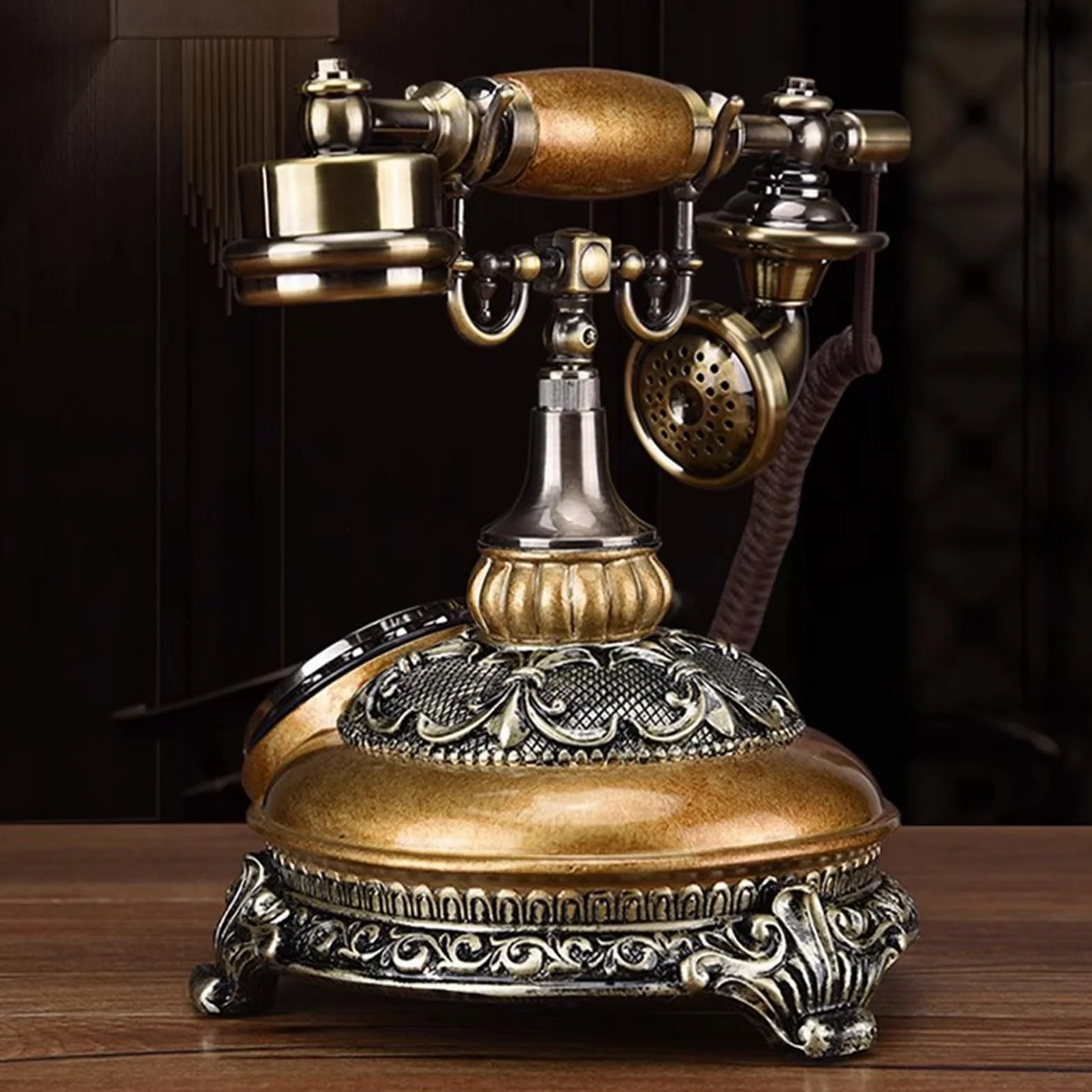 HJMMWT Zabytkowy, zabytkowy telefon stacjonarny, klasyczny telefon przewodowy w stylu retro, staroświecki, dekoracyjny telefon stacjonarny, biurko do domowego biura, hotelowy bar, ozdoba dekoracyjna