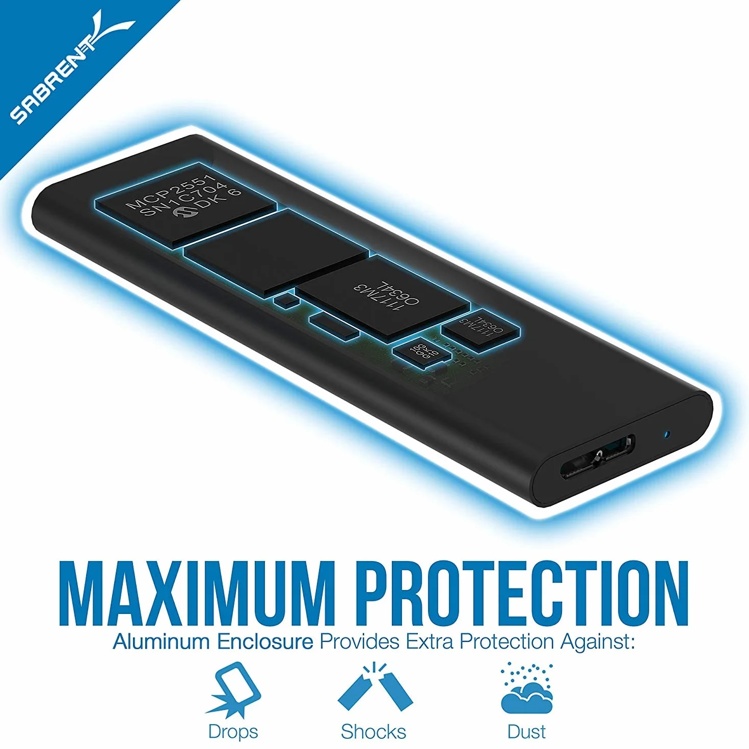 SABRENT Obudowa M.2 SSD na adapter USB 3.2, szybki transfer danych, zewnętrzny konwerter dysku twardego M.2 NGFF, aluminium premium, obsługuje klucz B+M (tylko dla M.2-SATA-SSD) (EC-M2MC)