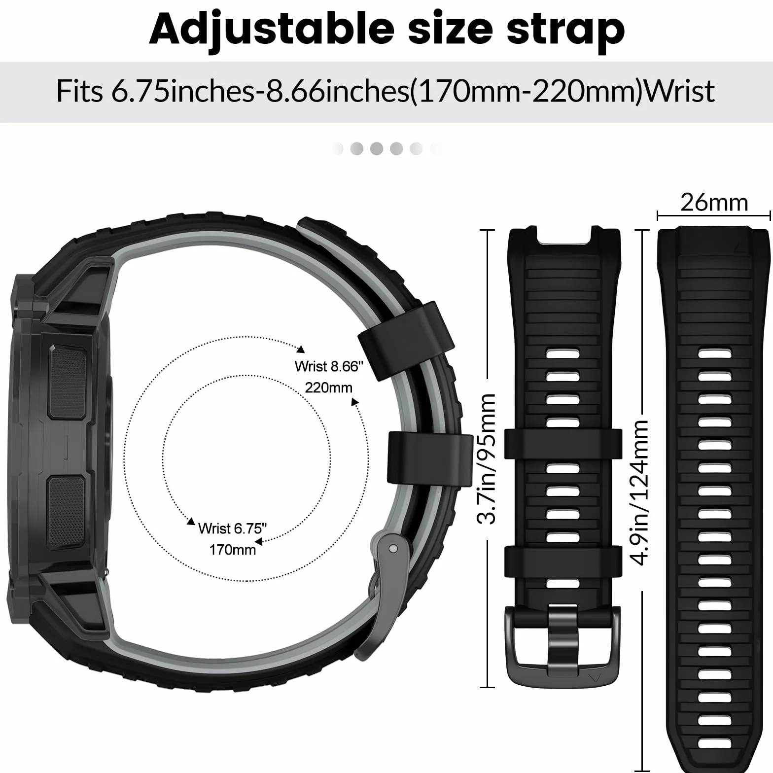 Pasek zegarkowy, kompatybilny z Garmin Instinct 2X, Solar, Tactical, miękki silikonowy pasek, narzędzia do wymiany
