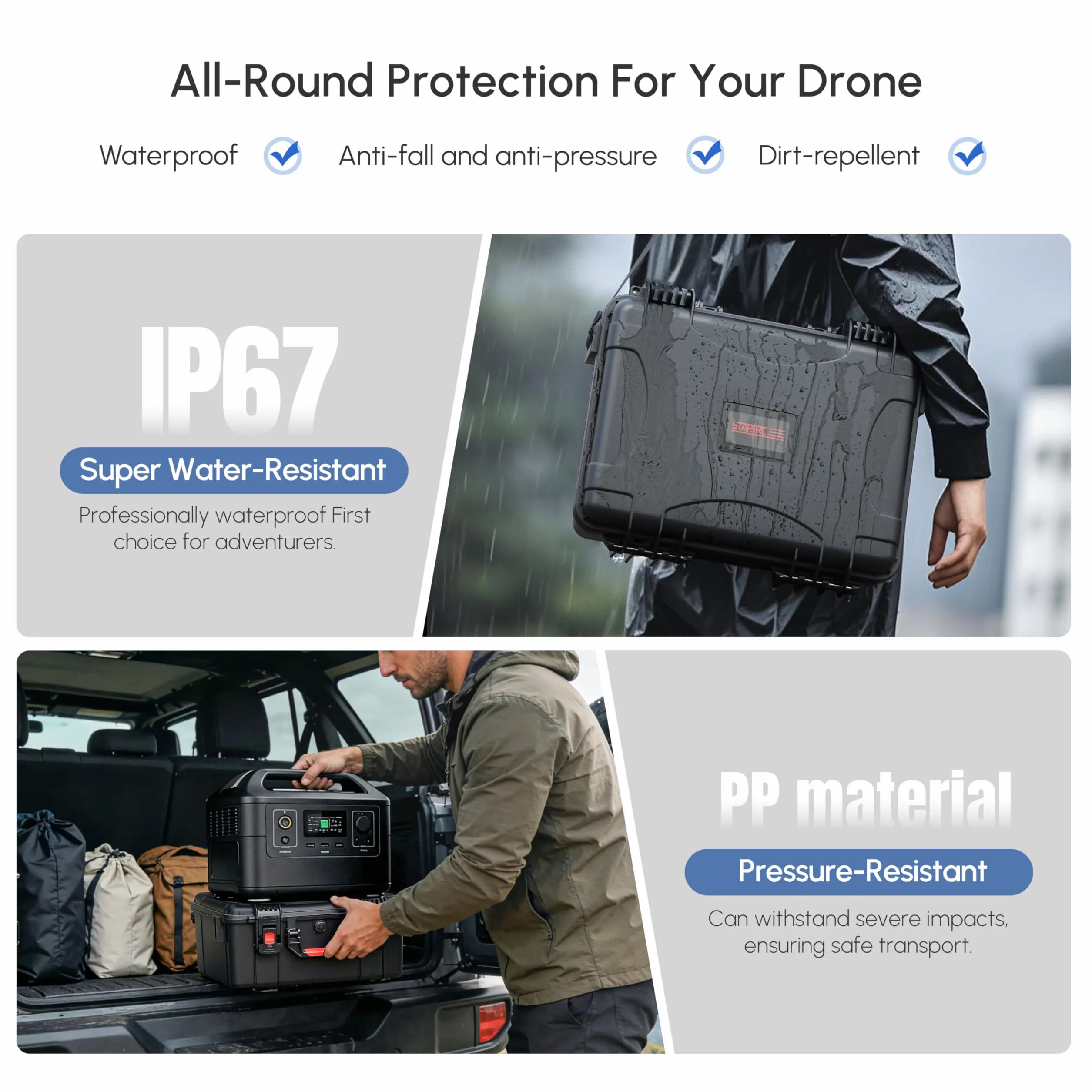 STARTRC Avata 360 walizka, wodoszczelna, twarda obudowa, torba do DJI Avata 360 Fly More Combo, akcesoria do kontrolera DJI RC 2/RC Motion 3, gogli N3, 6 akumulatorów i ładowarki [tylko walizka]