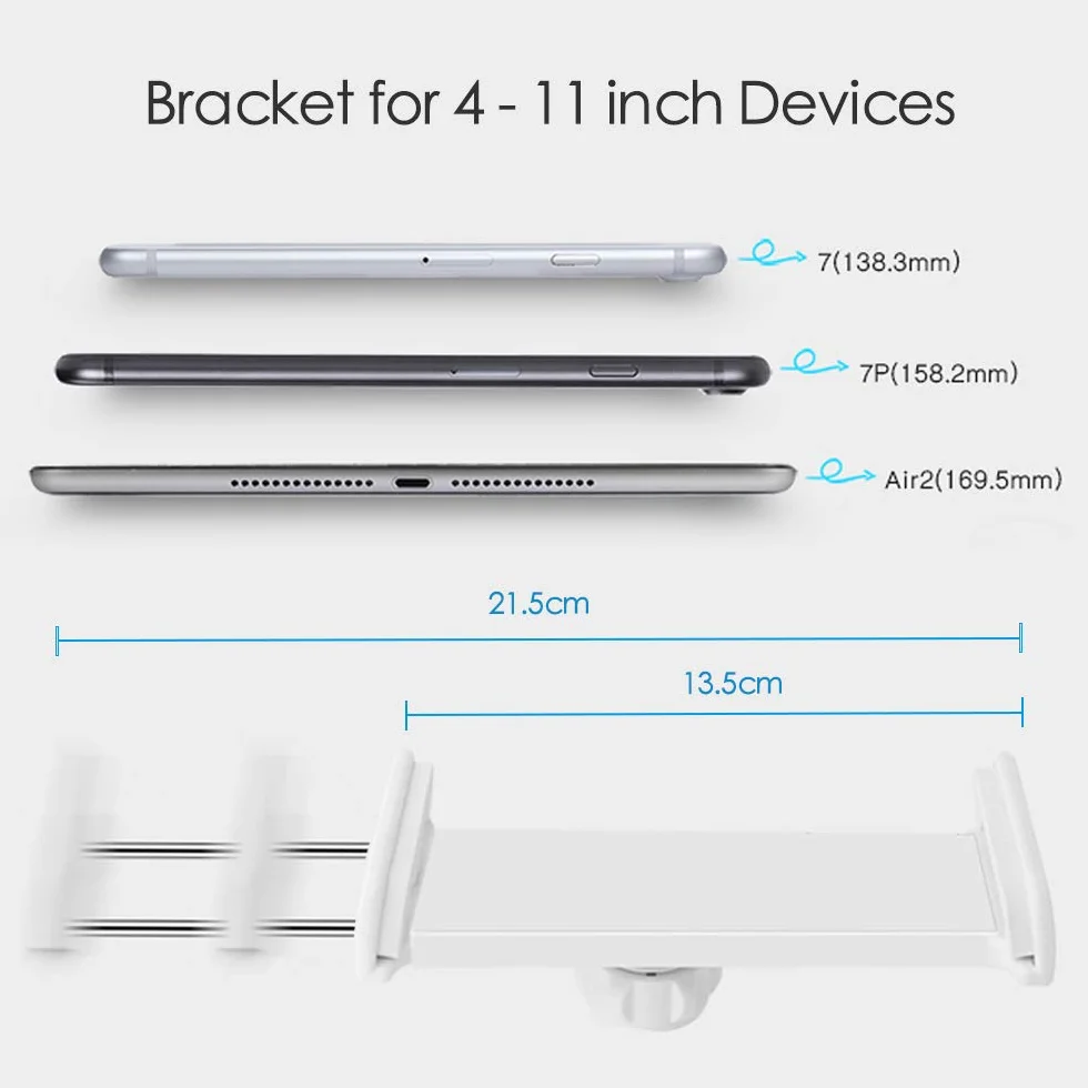 Uchwyt na Telefon z Gęsią Szyją 78 cm, Wspornik na Tablet 4-11 cali, Regulowane Ramię Biały