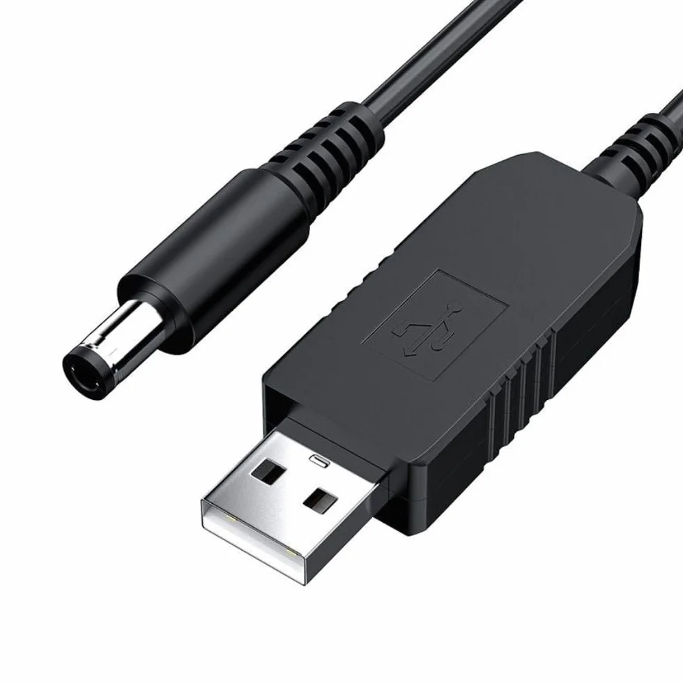 Gebildet Przetwornica Napięcia DC 5V do DC 12V USB, Kabel zasilający USB z 9 Wymiennymi Złączami typu jack, Adapterami ładowarki i Złączem Zaciskowym LED (100cm)
