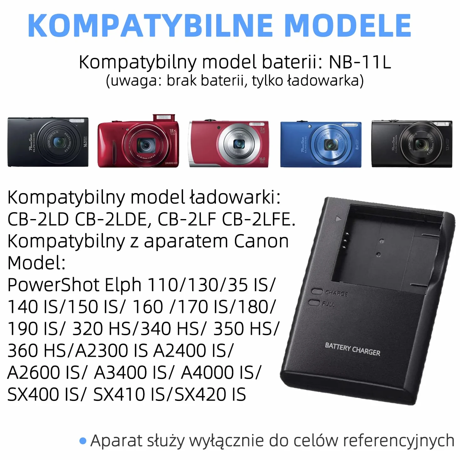 NB-11L NB-11LH CB-2LDC Ładowarka do Baterii kompatybilna z Canon PowerShot A2300 A2400 A2500 A2600 A3400 A3500 A4000, ELPH 110 115 130 320 340 HS, IXUS 265 132D 140 155 150 145