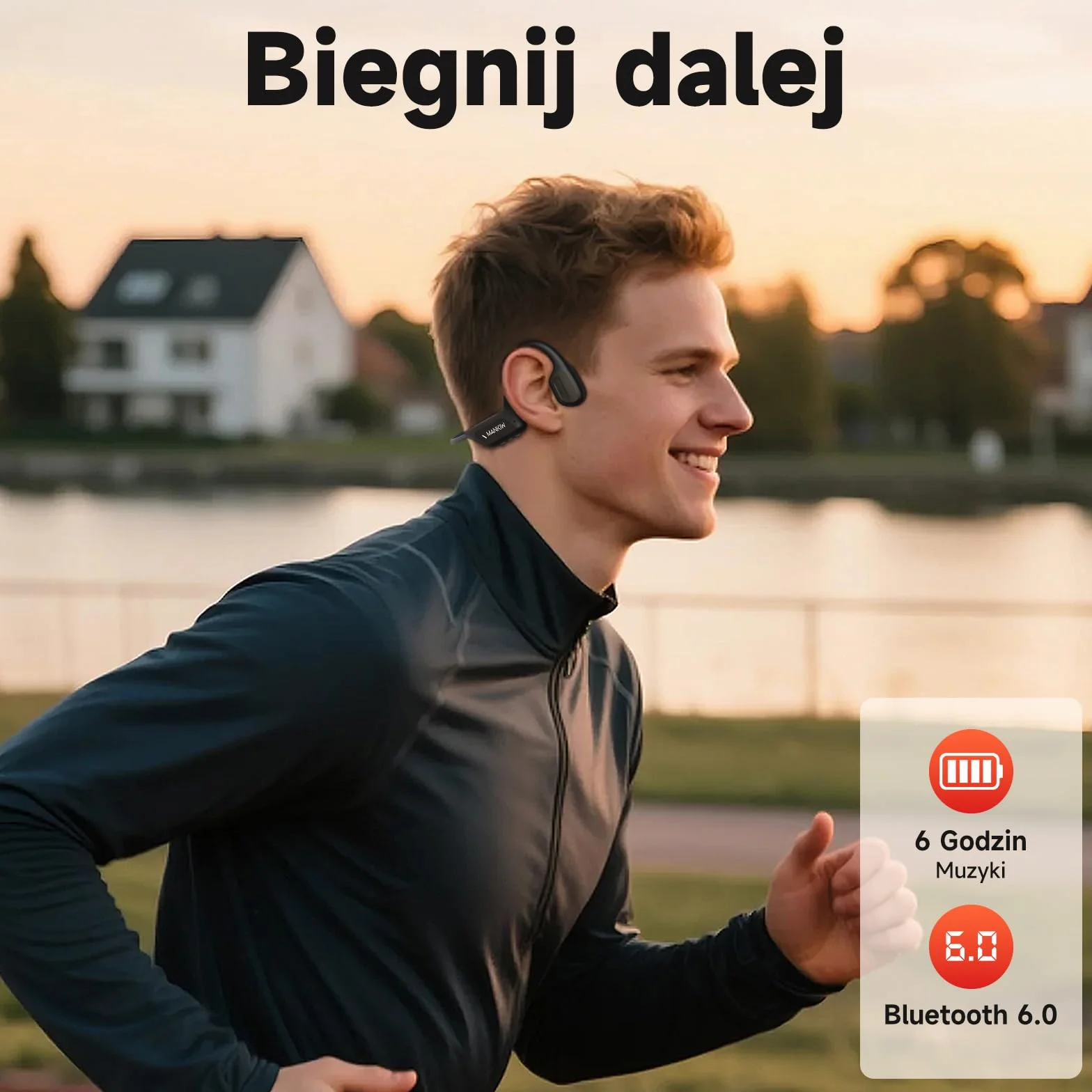 MANKIW Słuchawki Przewodnictwa Kostnego, IP68 Osea Bluetooth 6.0, Słuchawki do ćwiczeń, biegania, jazdy lub wędrówek