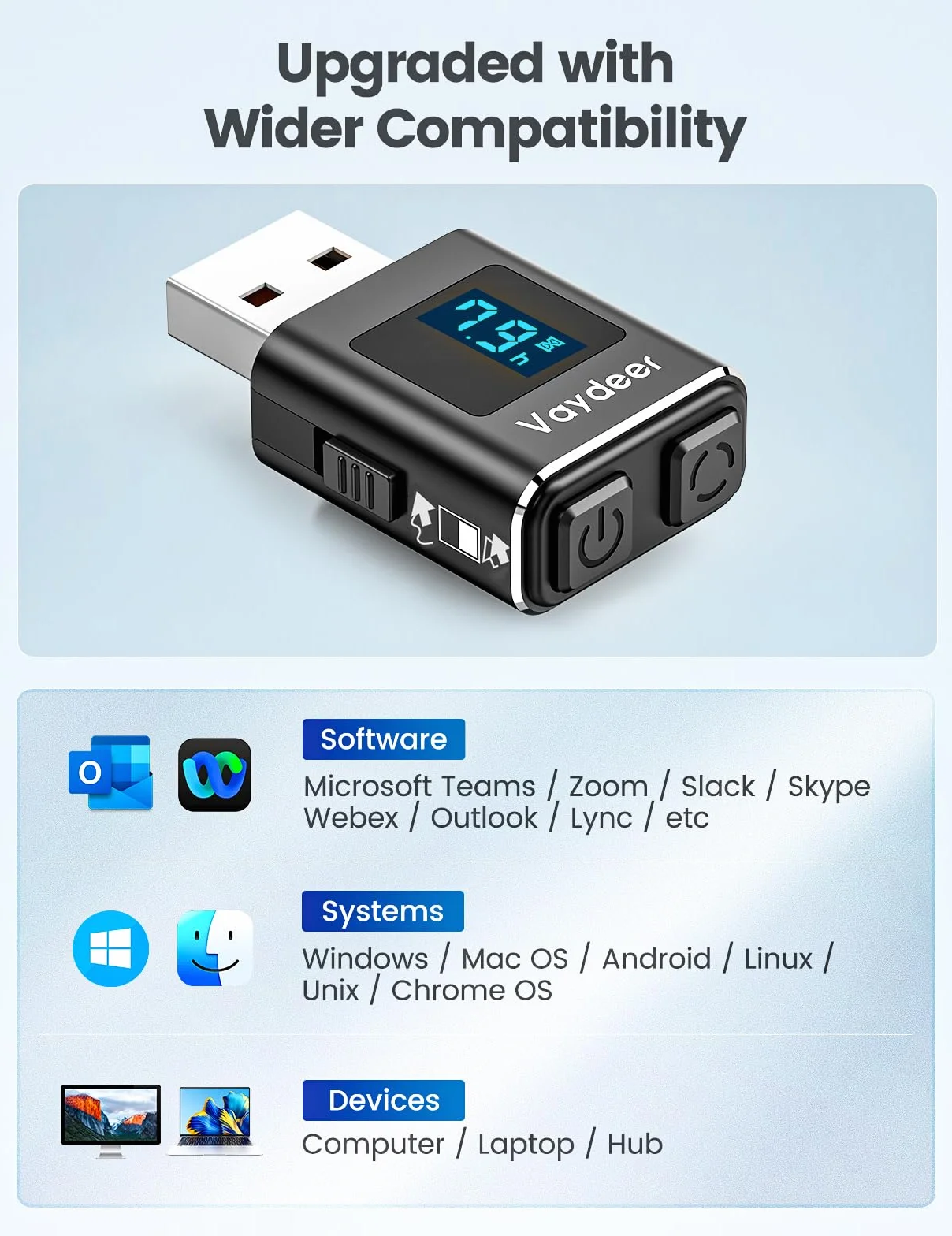 Vaydeer Metalowy symulator myszy USB z timerem, typ C, 2 naturalne i losowe ścieżki