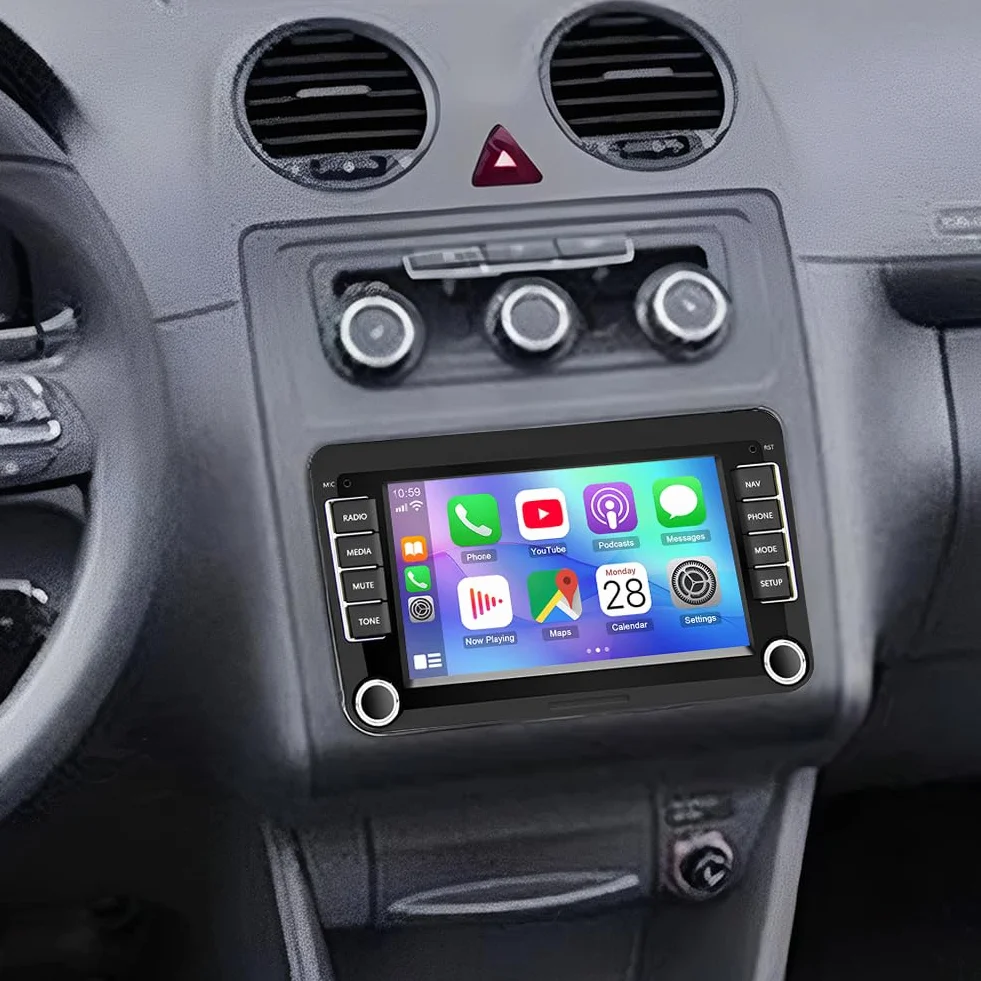 Radio samochodowe 2+32G Android 13 do VW Caddy 2003-2018 2019 2020 z bezprzewodowym CarPlay Android Auto, 7-calowy ekran dotykowy, samochodowy odtwarzacz stereo, wyświetlacz, radio, nawigacja GPS