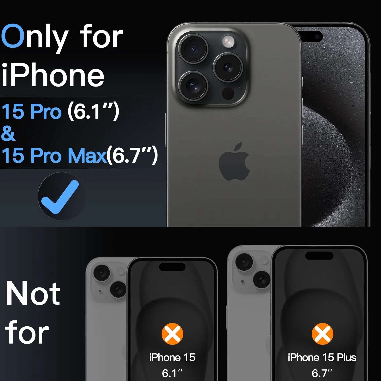 JETech Ochraniacz Obiektywu Aparatu dla iPhone 15 Pro 6,1 Cala i iPhone 15 Pro Max 6,7 Cala, 9H Szkło Hartowane Metalowa Indywidualnym Pierścieniem, HD Przejaśniać, 1 Zestaw (Tytan Czarny)