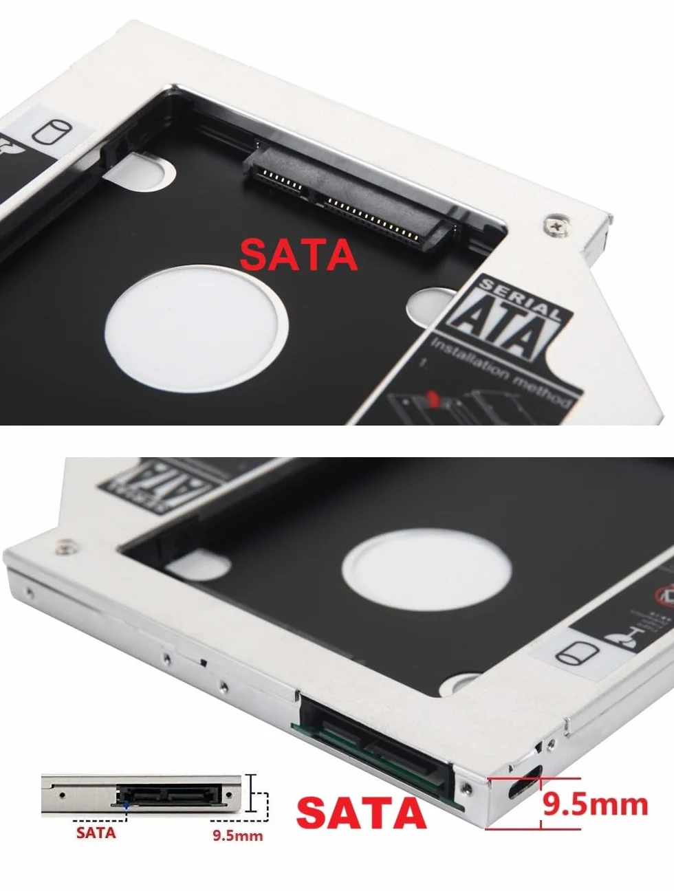 2. adapter ramki Caddy HDD SSD dysku twardego optycznego do Lenovo ideapad 320 330 520 z ramką panelu przedniego