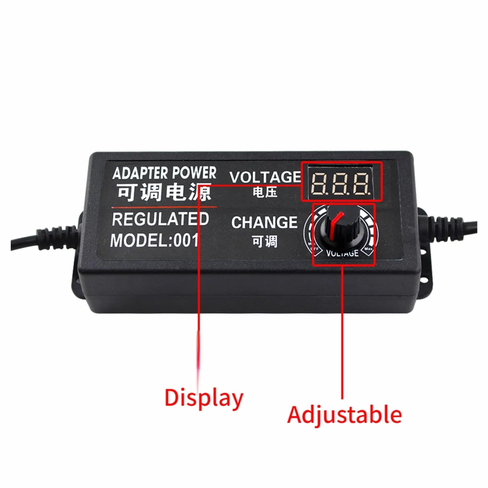 Regulowany zasilacz AC na DC 3V-12V 9V-24V 12V-24V z wyświetlaczem Zasilanie regulowane napięcie DC żeńskie (kolor: z DC Female, rozmiar: 9V-24V 3A_EU)