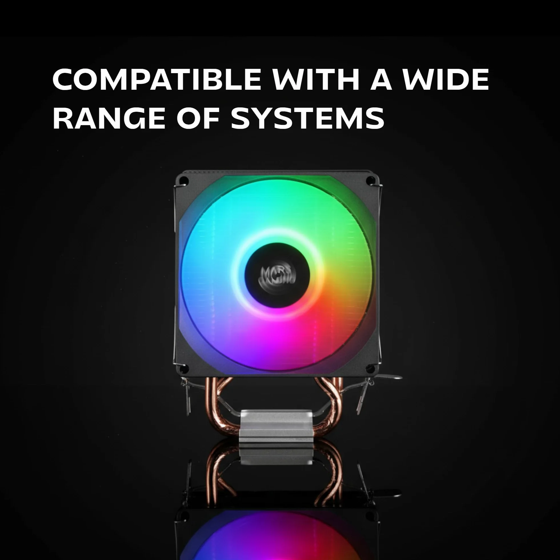 Mars Gaming MCPU-X2, Chłodzenie CPU 150W TDP, 2x Heatpipe, Wentylator PWM FDB, Podświetlenie FRGB, Kompaktowy design SFF/Mini-ITX, Aluminiowe żeberka, Chłodzenie PC kompatybilne z Intel i AMD, Czarny