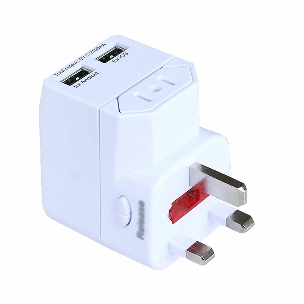 Uniwersalny adapter podróży, Ultra Compact Bezpieczna uziemiona idealna do telefonów komórkowych, laptopów, ładowarek aparatu, z 2 Usb.