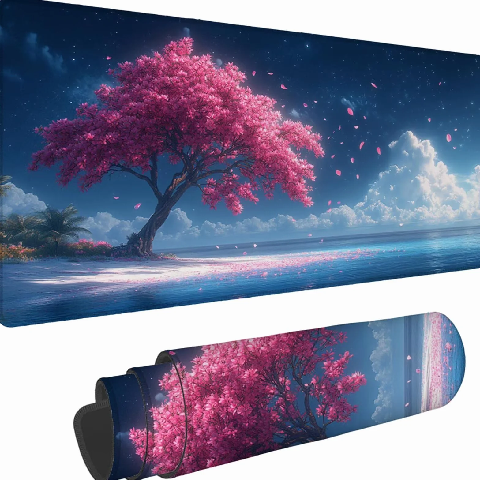 Gamingowa podkładka pod mysz 1200 x 600 x 3 mm, XXL, wodoszczelna, odporna na ścieranie, z przyszytymi krawędziami, niebieska, podkładka na biurko, poprawia prędkość i precyzję, do komputera, laptopa