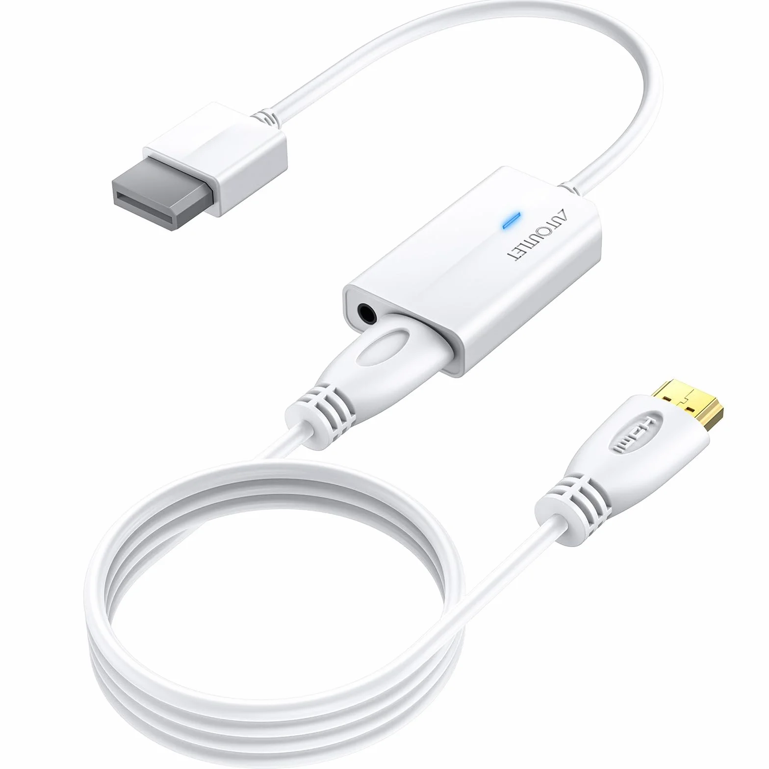 AUTOUTLET Adapter Wii do HDMI Biały 1080P/720P Full HD Konwerter z kablem HDMI 1,8M dla Nintendo