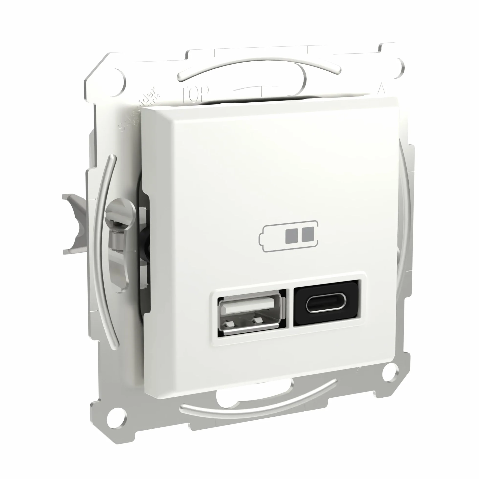 Schneider Electric Asfora EPH2770421D podtynkowa stacja ładująca USB typ A+C 45 W, gniazdko, zaciski wtykowe