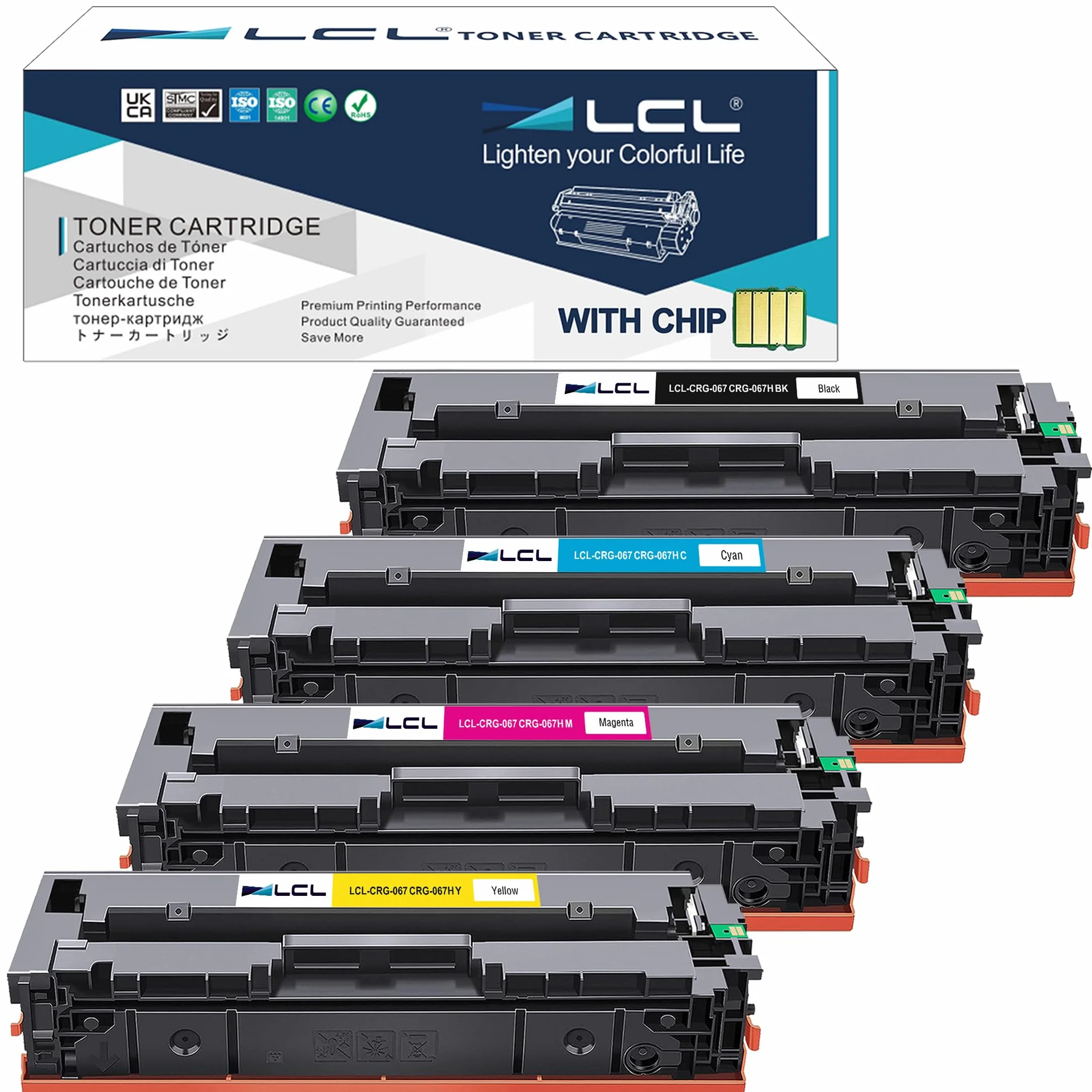 LCL 067H zamiennik kasety z czarnym tonerem do Canon 067 067H zamiennik do Canon i-SENSYS LBP631Cw LBP633Cdw MF651cw MF655Cdw MF657Cdw (4 szt. czarny cyjan magenta żółty)