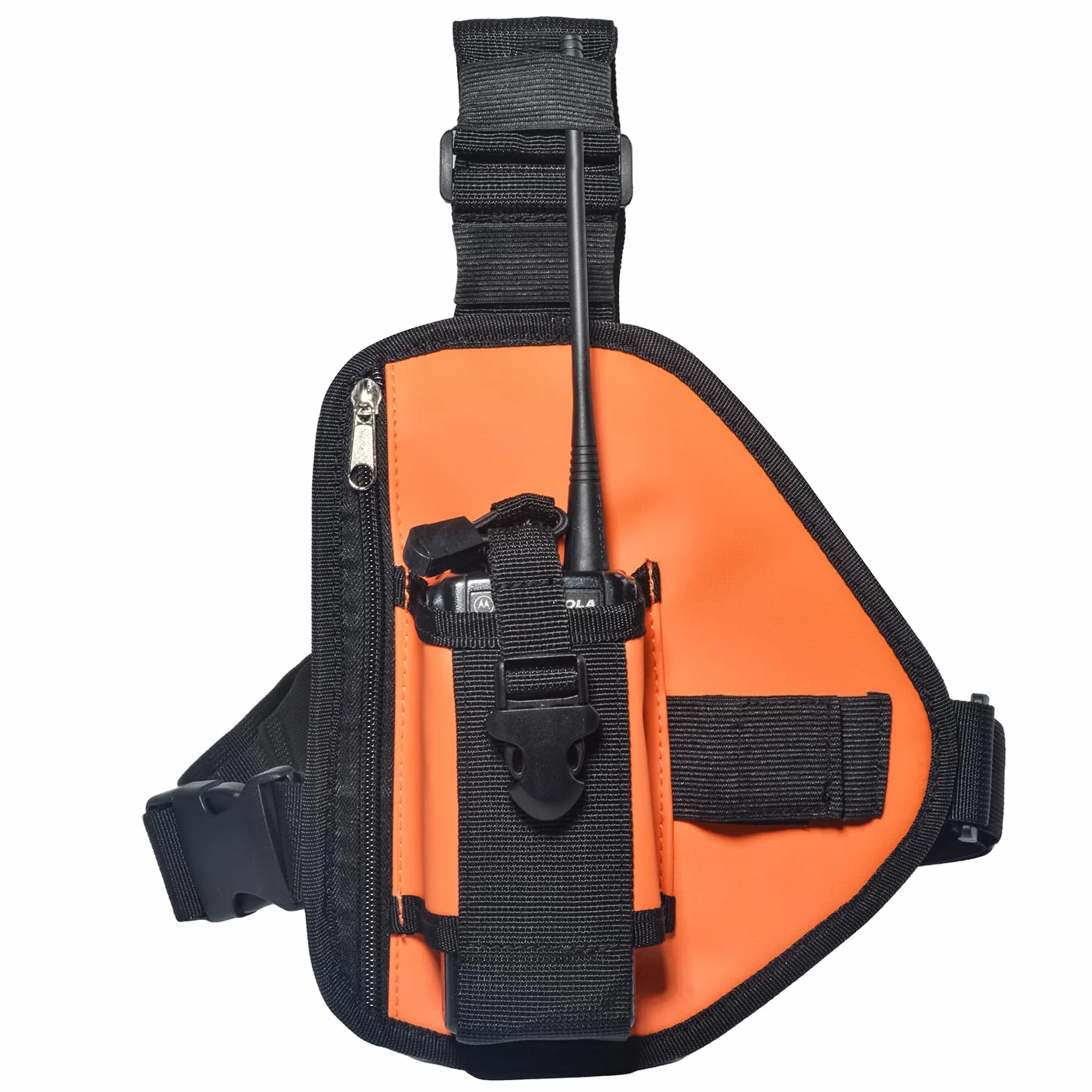HYS Nylonowa uprząż na klatkę piersiową, regulowany pasek na ramię do wędrówek / użytku taktycznego, lekka torba crossbody z kieszeniami na zamek błyskawiczny, do dwukierunkowego radia Motorola