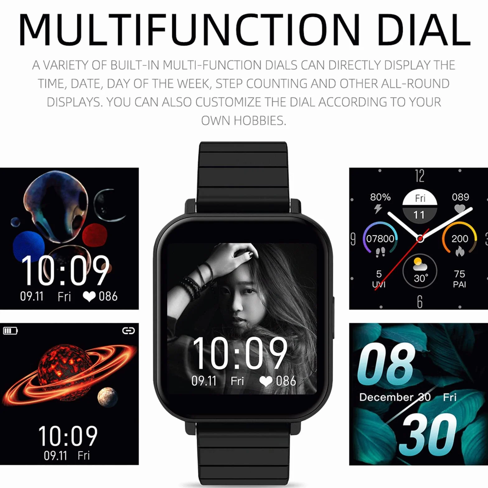 Inteligentne zegarki dla mężczyzn Kobiety Inteligentny zegarek na telefony z systemem Android iOS 1.54 "Ekran dotykowy Fitness Tracker Połączenie Bluetooth Muzyka Krokomierz Licznik kalorii