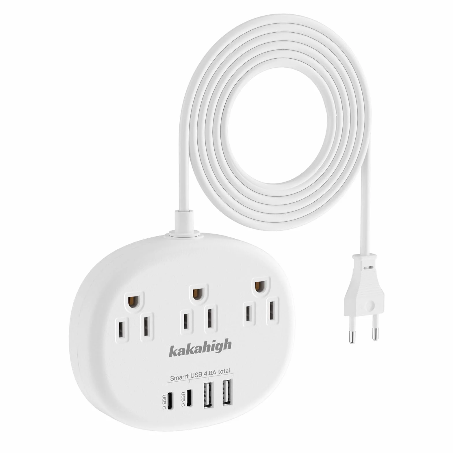 Europejski adapter wtyczki podróżnej z USB C, adapter gniazdka z 3 gniazdami AC i 4 portami USB, adapter wtyczki typu C dla USA do większości Europy Islandii, Hiszpanii, Włoch, Francji, Niemiec itp