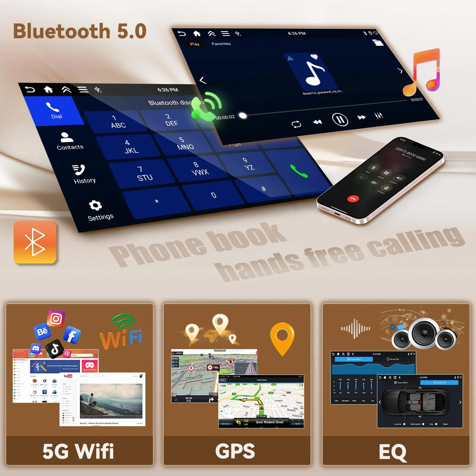 Hikity Android 15 4 + 64 GB radio samochodowe do Seat Ibiza 2013 z ekranem dotykowym o przekątnej 9 cali Incell, radio samochodowe 2DIN z bezprzewodowym Carplay Android Auto, FM/RDS Radio BT GPS WiFi