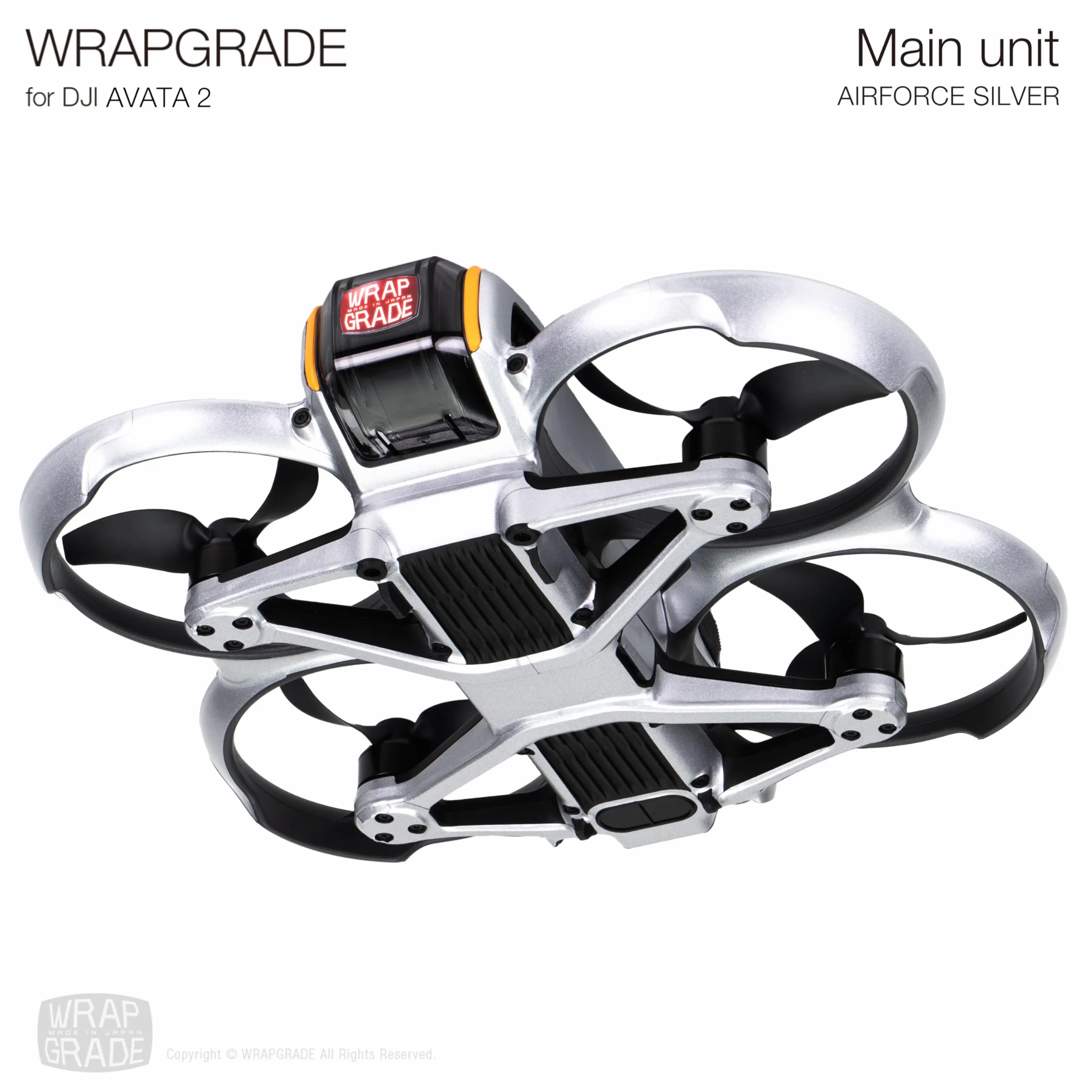 WRAPGRADE Naklejka skórna kompatybilna z DJI Avata 2 (Airforce Silver)
