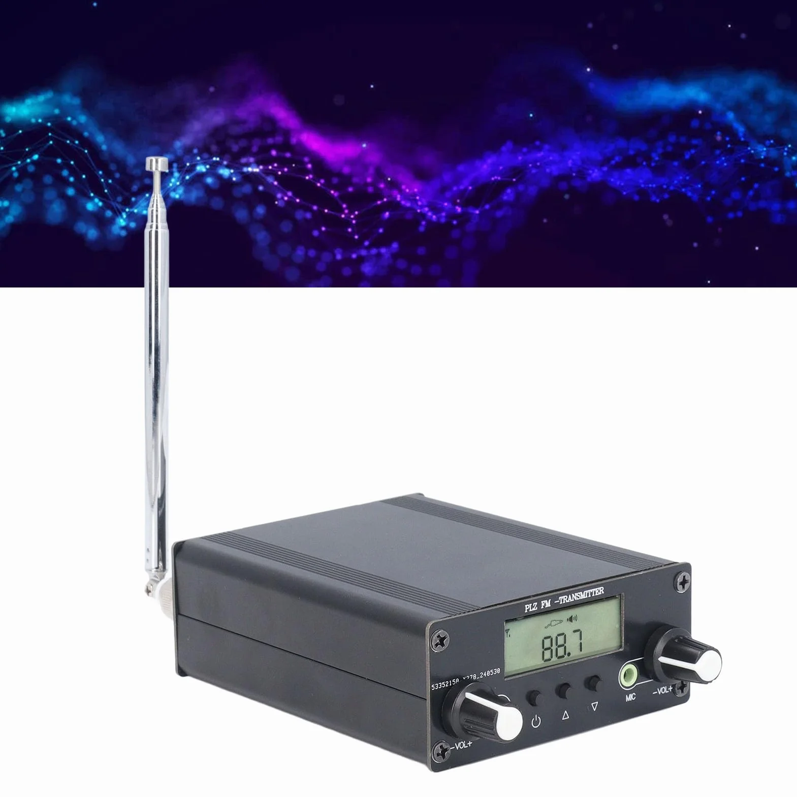 Naroote Nadajnik Stereo FM, Nadajnik Transmisji FM DC12V, Stacja Radiowa Dalekiego Zasięgu z Gniazdem Dźwiękowym Mikrofonu 3,5 Mm i Zasięgiem 76–108 MHz dla Kin, Domów i Bibliotek