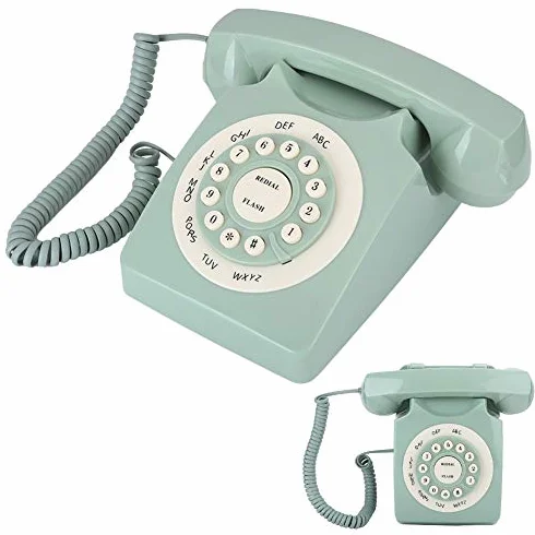 EBTOOLS Retro, Vintage Telefon Stały Telefon Stacjonarny Vintage Telefon Stały Przewodowy Telefon Retro Klawisze Dekoracja Biuro Domu Zielony