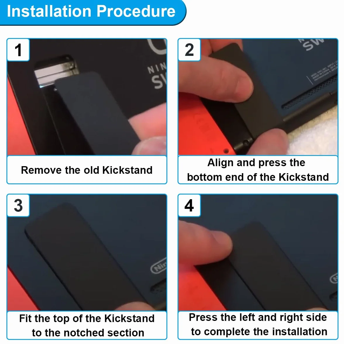 Wymienna tylna pokrywa do konsoli Nintendo Switch, DIY, przednia tylna płyta czołowa, górna dolna obudowa do przełącznika tylna płyta z wymienną podpórką i narzędziami naprawczymi HAC-001