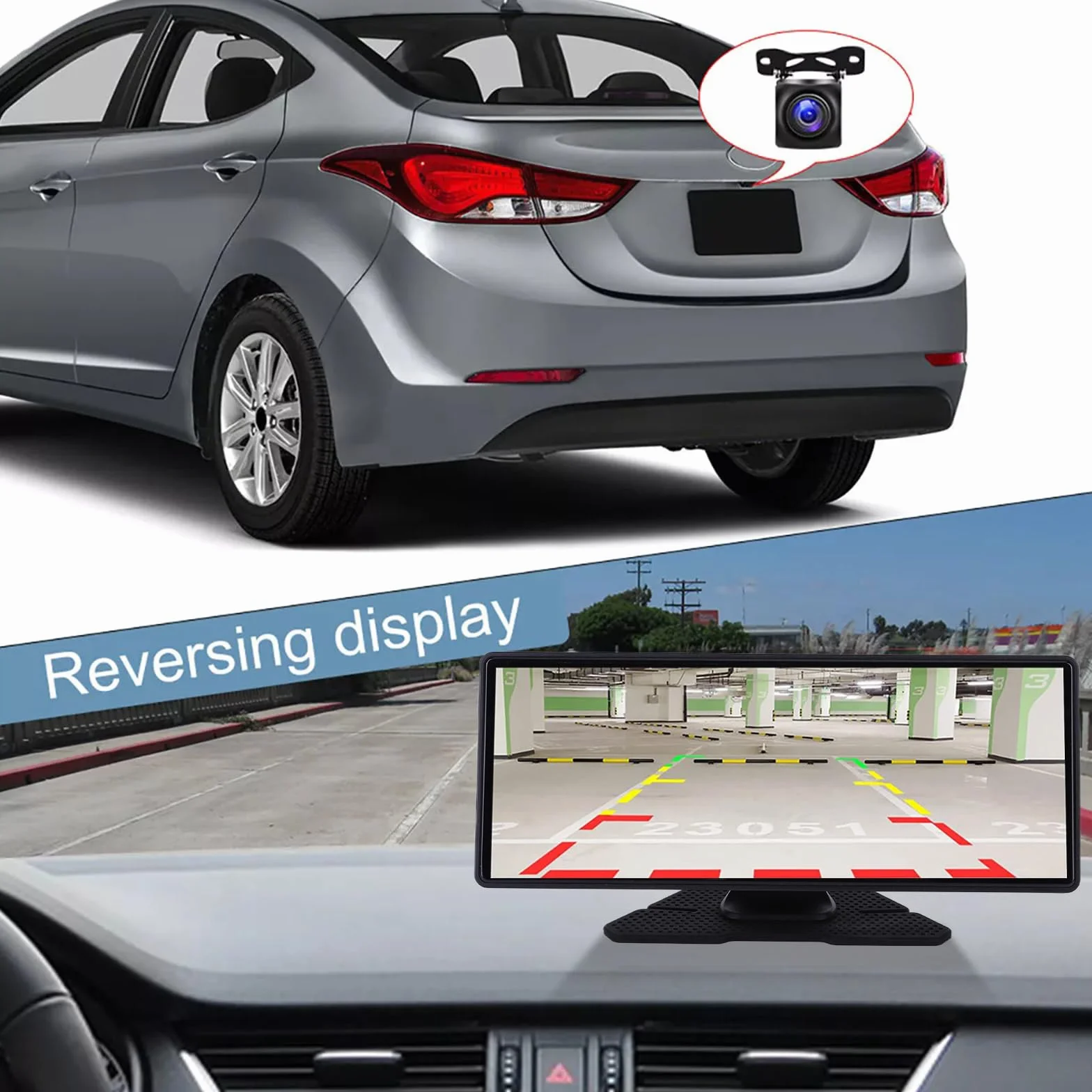 4K 10,26 cala ekran dotykowy rejestrator jazdy sterowanie głosem przenośny monitor samochodowy BT 5.0 Auto podwójna kamera samochodowa dla bezpieczeństwa parkowania