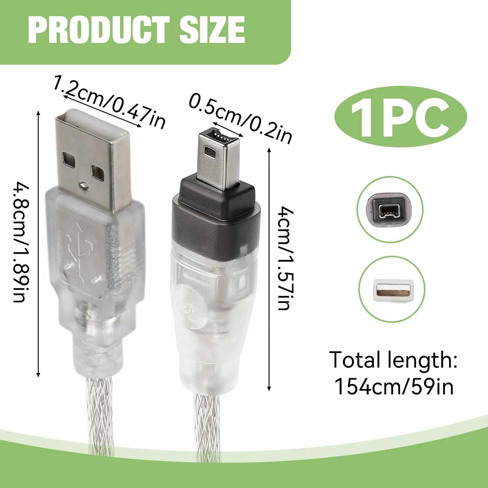 FireWire na USB C 1394 4-pinowy kabel przejściowy męski